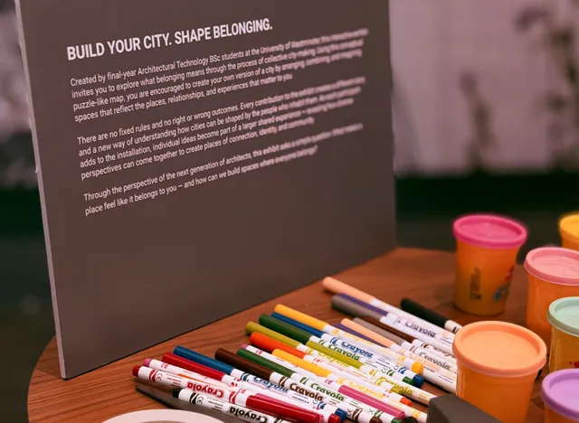 Sign on interactive model being displayed