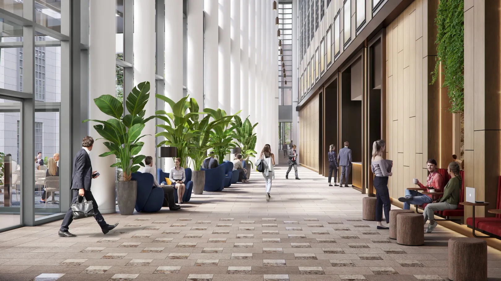 CGI architectural visualization of building lobby