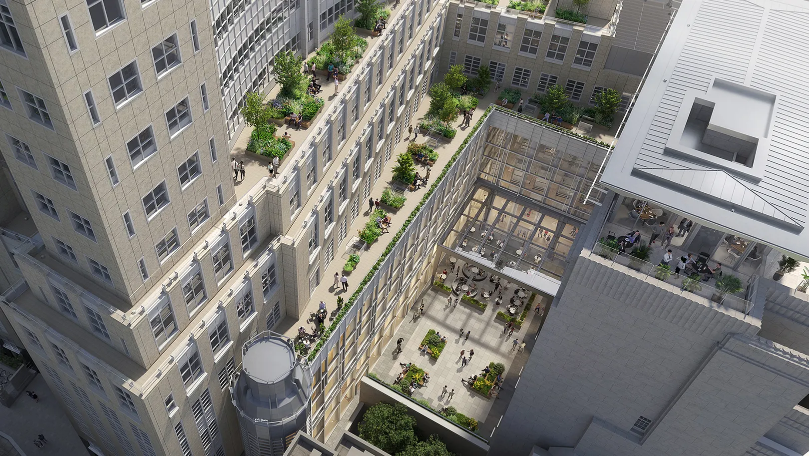 3d aerial view visualisation of Peterborough Court