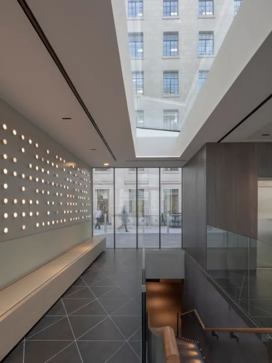 interior view with banch and lights
