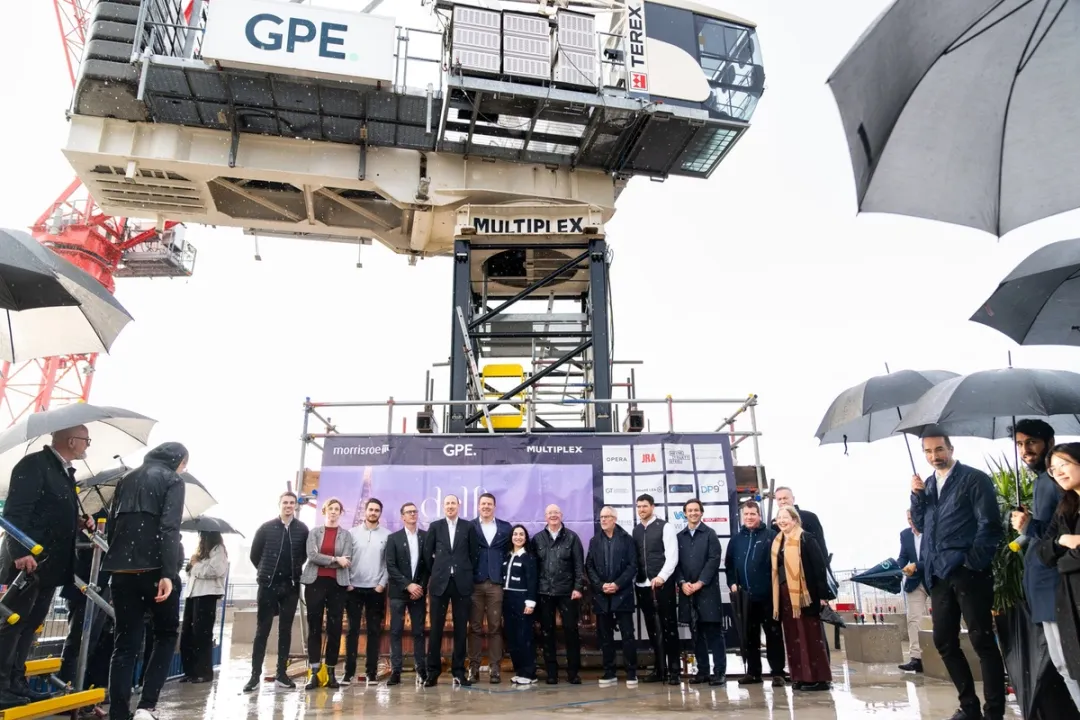 People at topping out event