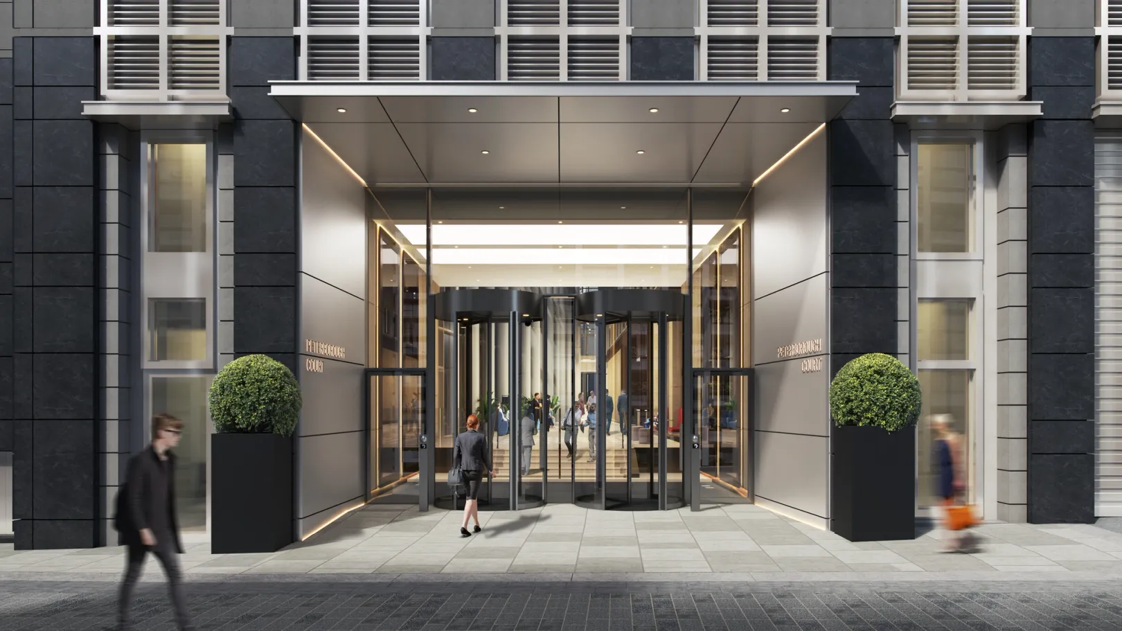 CGI architectural visualisation of building entrance