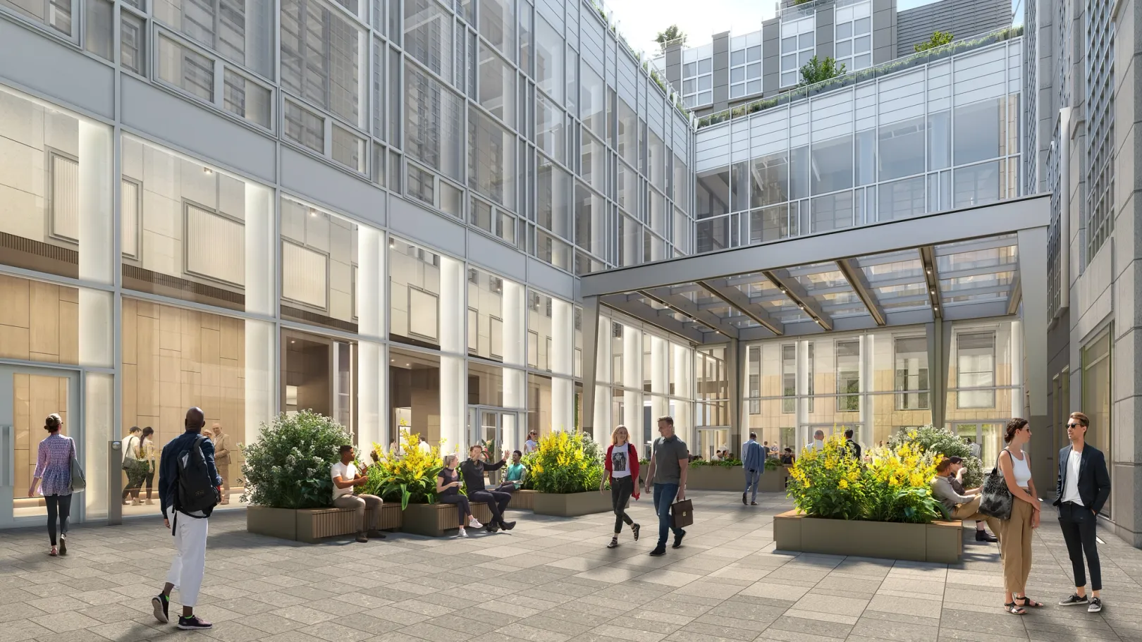 CGI  architectural visualization of building courtyard