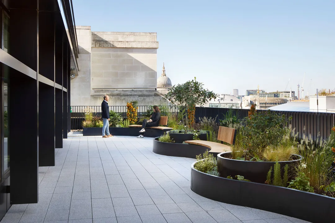 Two people on terrace