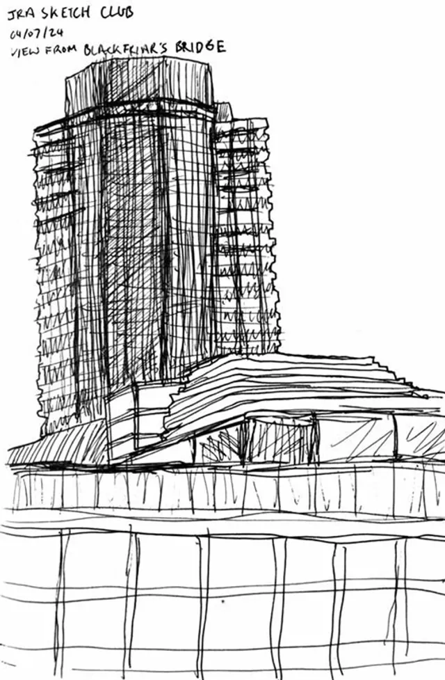 architectural sketch black and white