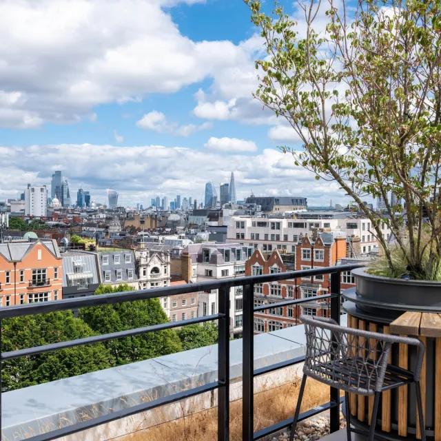 London skyline from office roof terrace