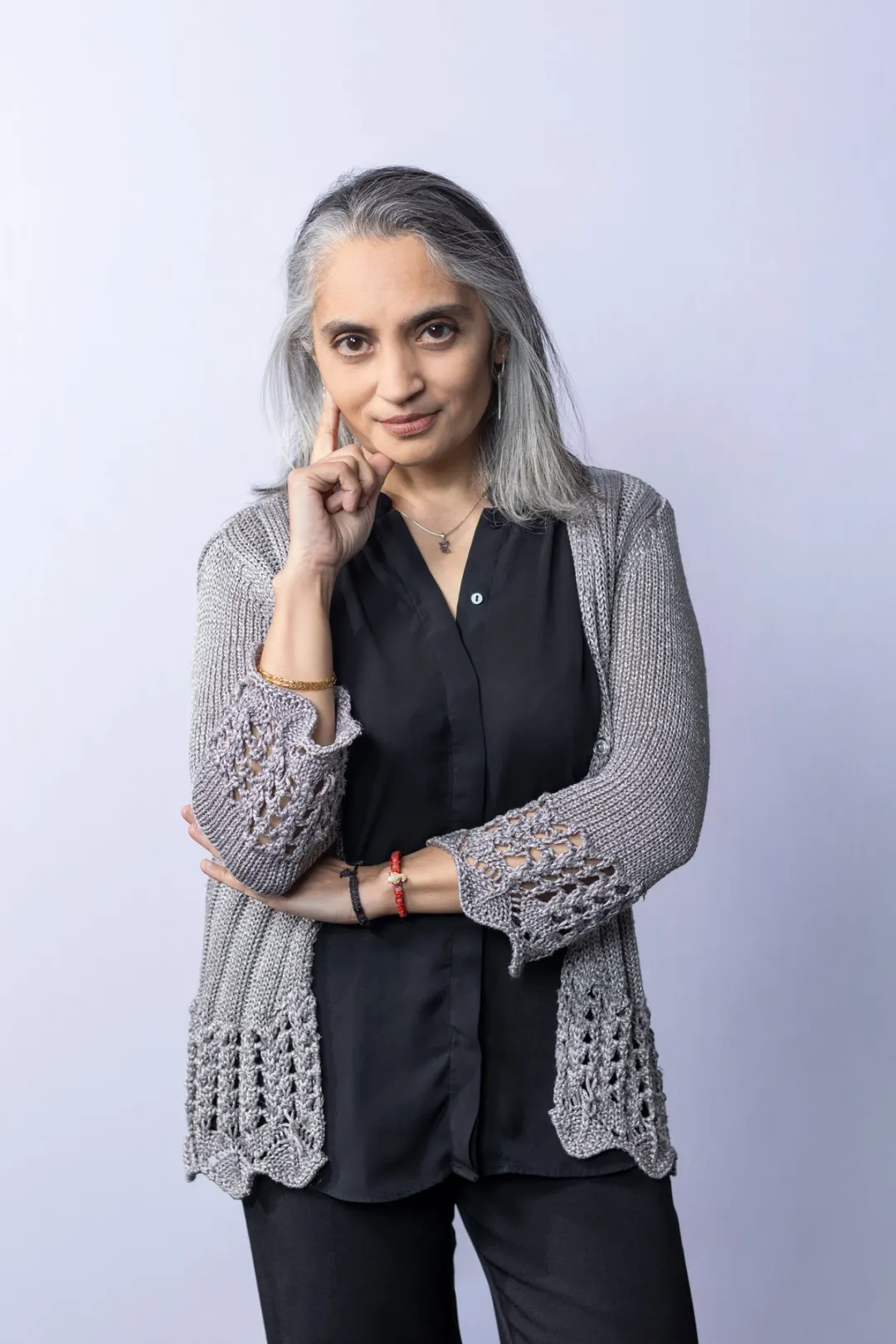 Portrait of person in black top