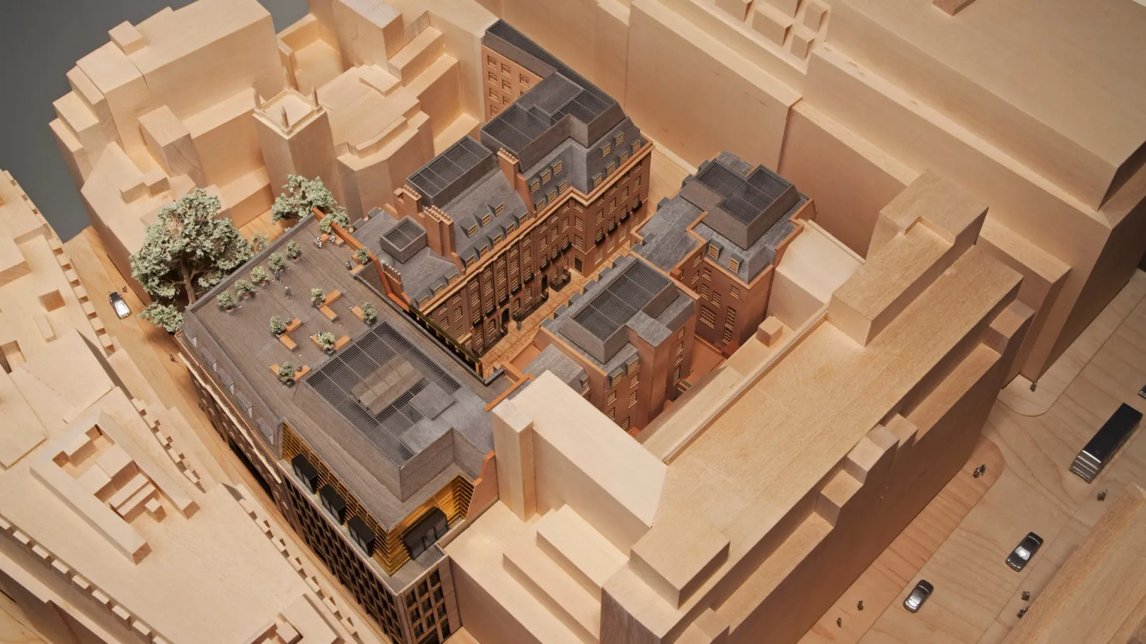 Wooden model of Frederick's Place masterplan