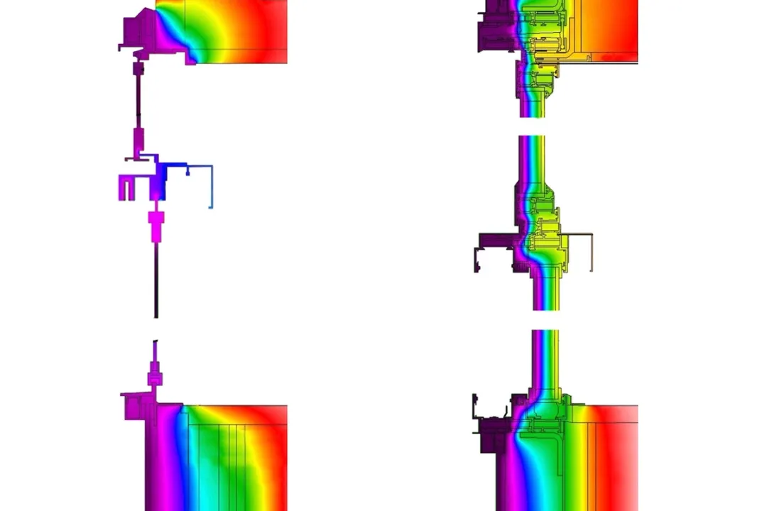 Before and after sections showing improvement to thermal bridging
