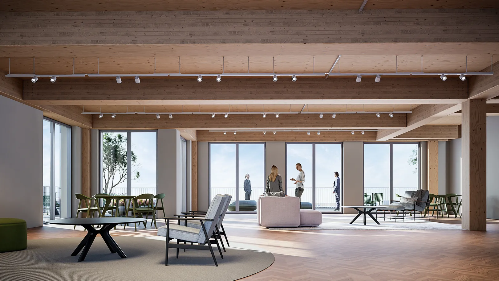 CGI of building rooftop interior