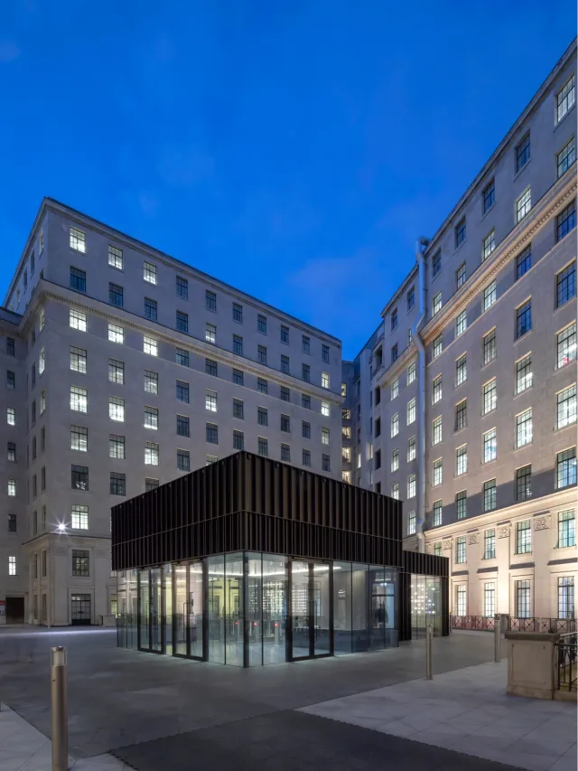 evening view of building court yard