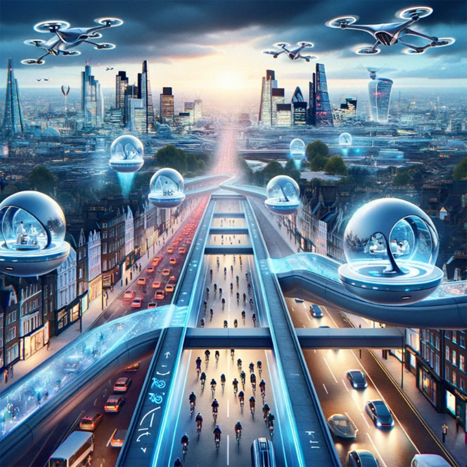 AI generated Image of futuristic London