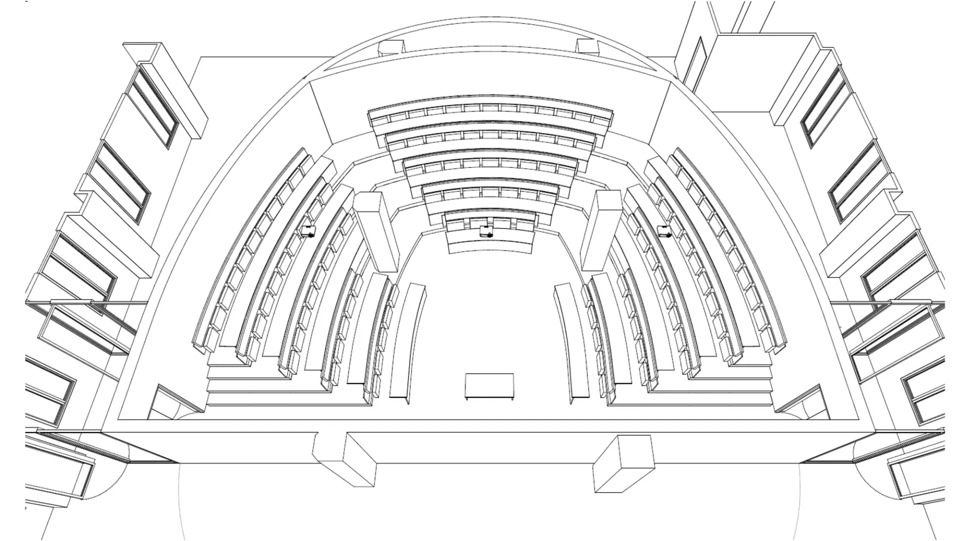 Line drawing plan of auditorium