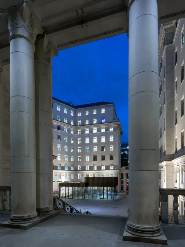 evening view of building court yard