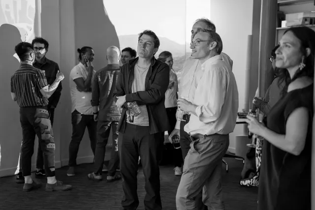 people viewing video installation