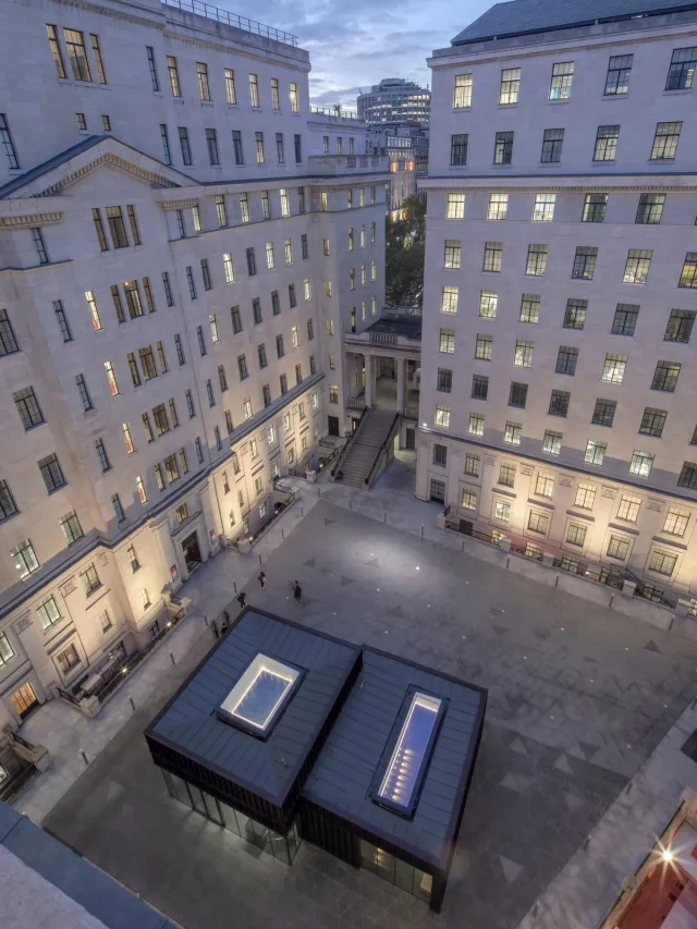 evening view of building court yard