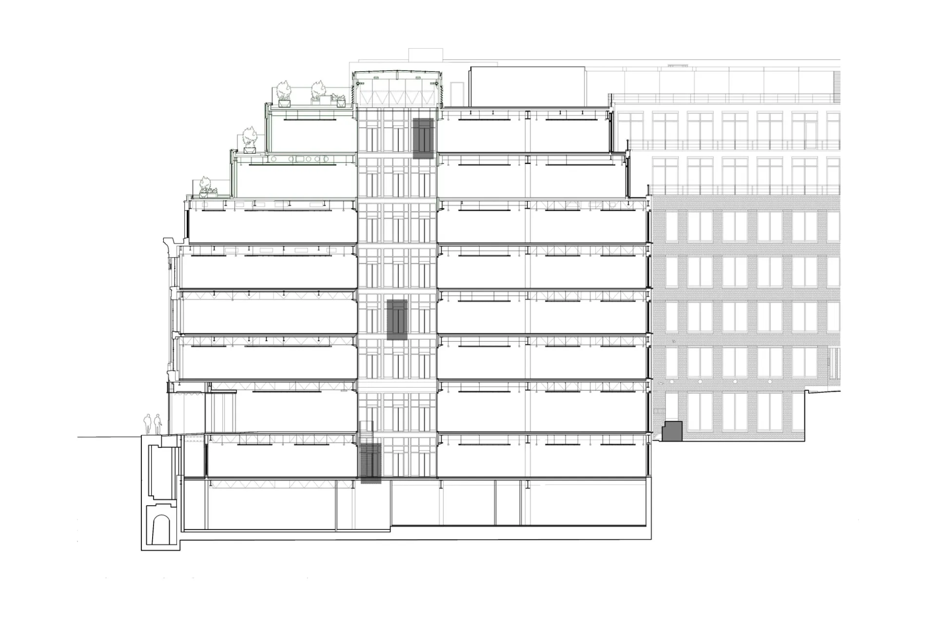 architectural drawings section with green lines