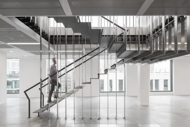 interior view of office space stairs