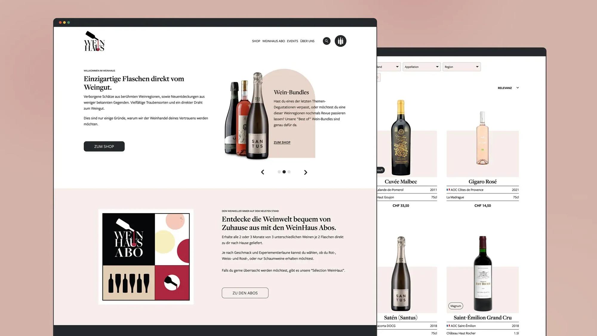 Handpicked wines, events and wines by subscription.