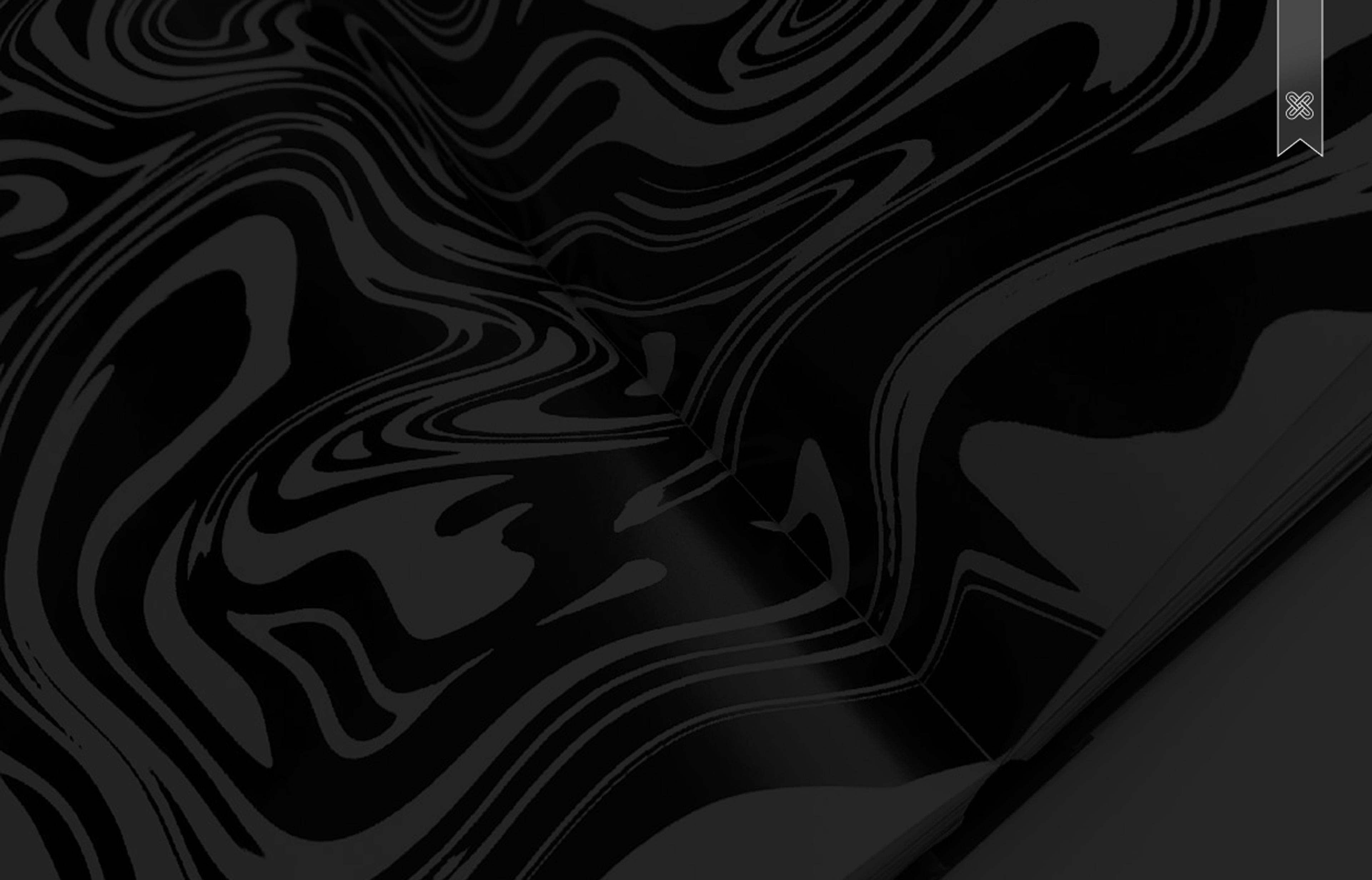 Doppelseitiges, verzerrtes Muster in Schwarz-Weiß, das an optische Täuschungen erinnert. Die fließenden Formen erzeugen eine starke visuelle Wirkung.