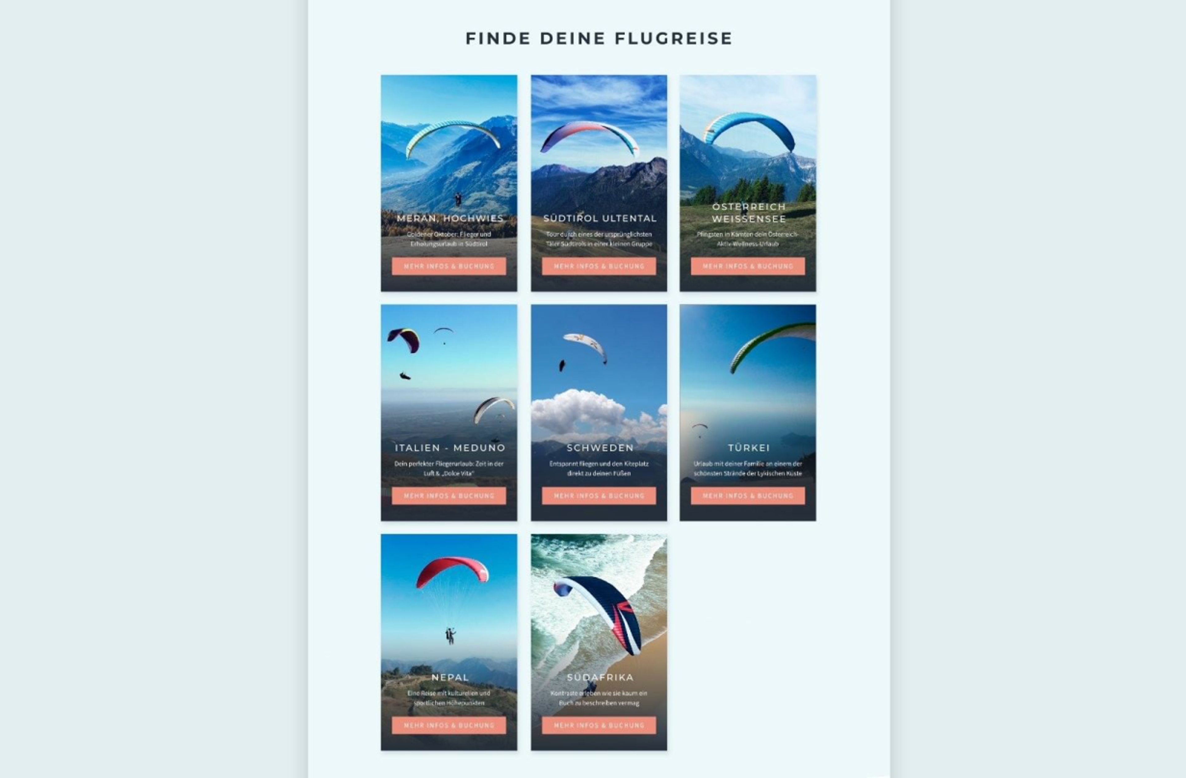 Übersicht von Flugreisen weltweit mit detaillierten Informationen, gestaltet von Unerwartet Design für Luftikus.