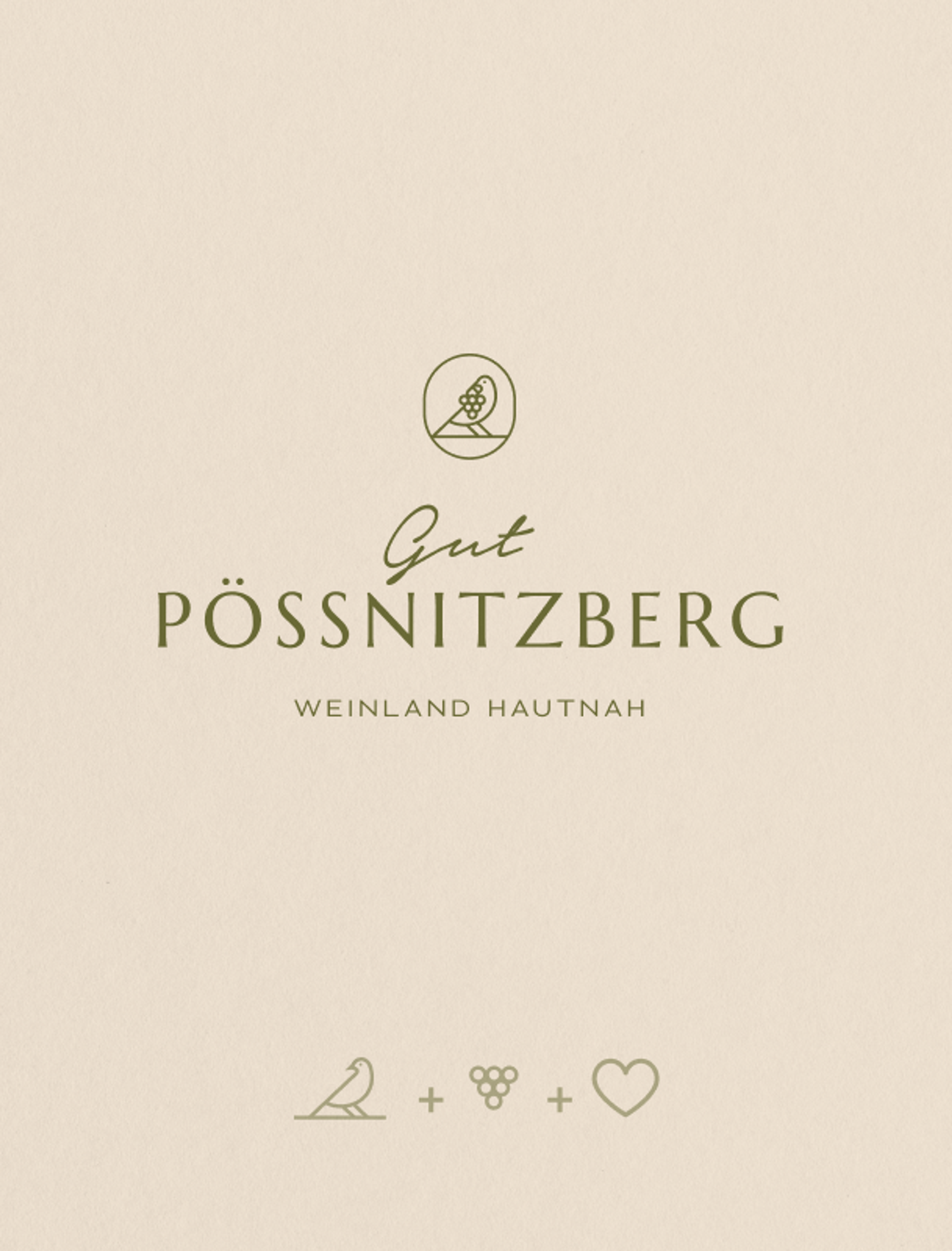Minimalistisches Weinetikett und Logo Design für Gut Pössnitzberg, umgesetzt von Unerwartet Design