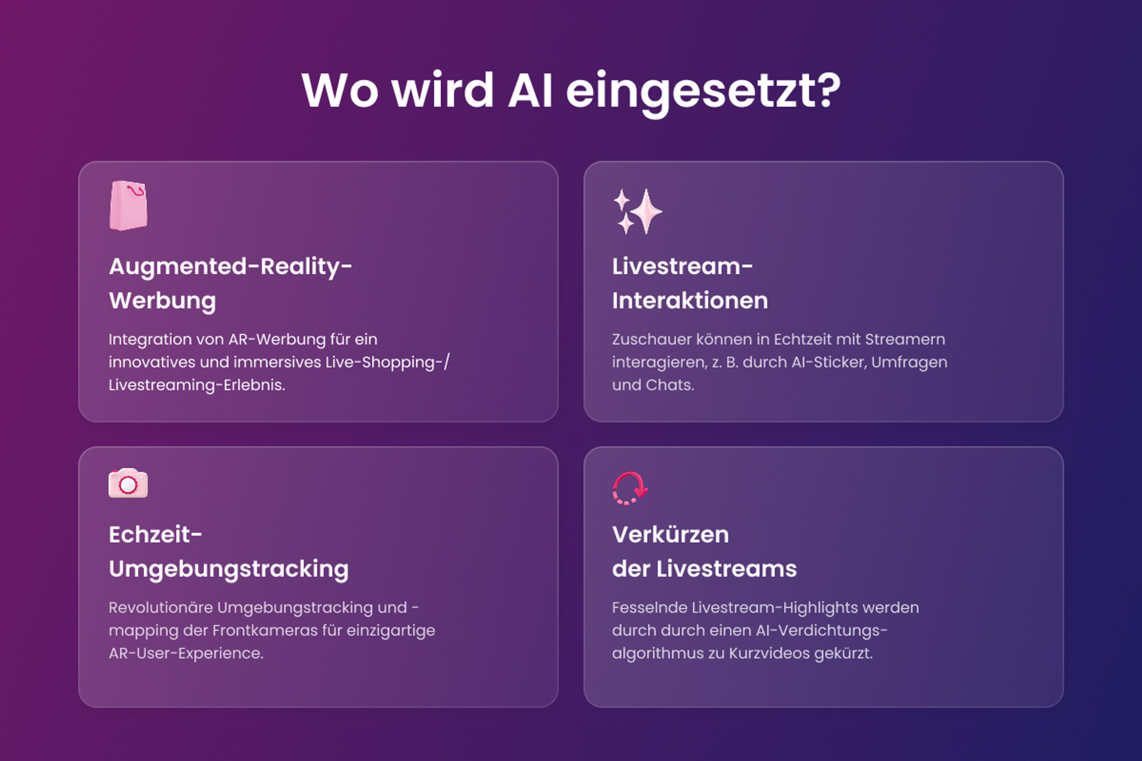 AI-Powered Livestream App Vinivia – AR Werbung, Echtzeit Umgebungstracking, Livestream Interaktionen, Verkürzen der Livestreams