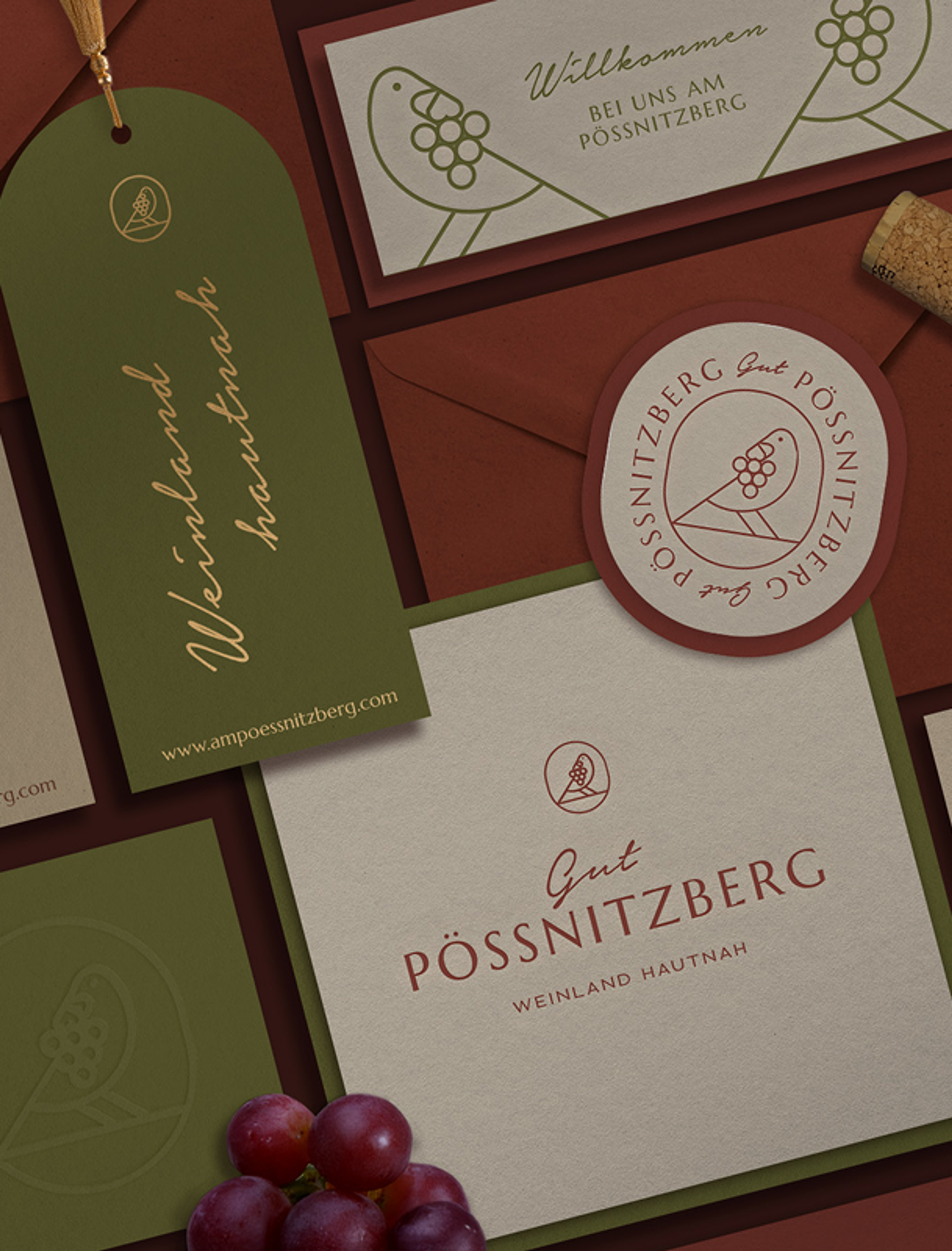 Detailaufnahme des neuen Logos für Gut Pössnitzberg, Logo Design und Branding für Weingüter in der Steiermark
