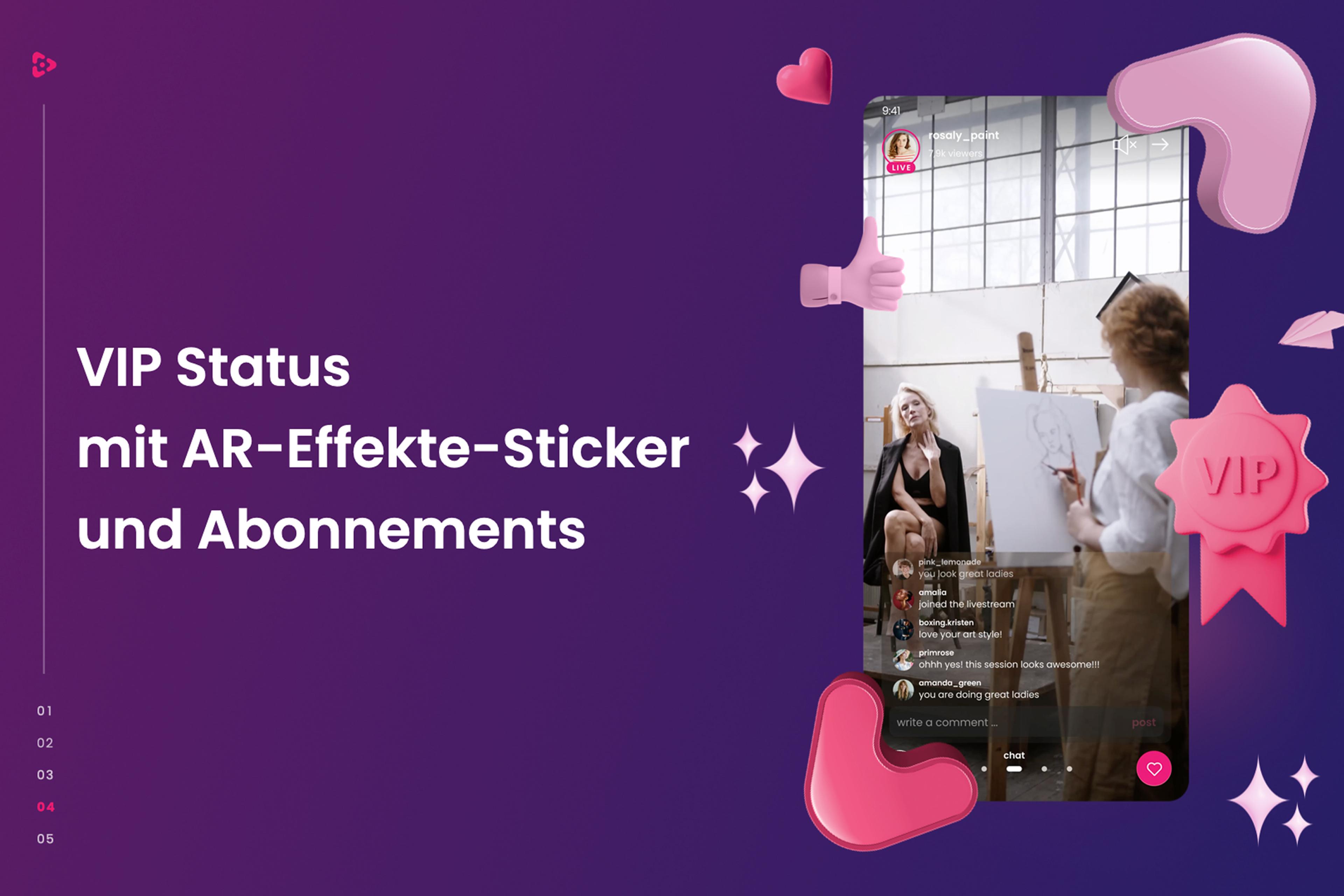 Vinivia – VIP Status mit AR-Effekte-Sticker und Abonnements