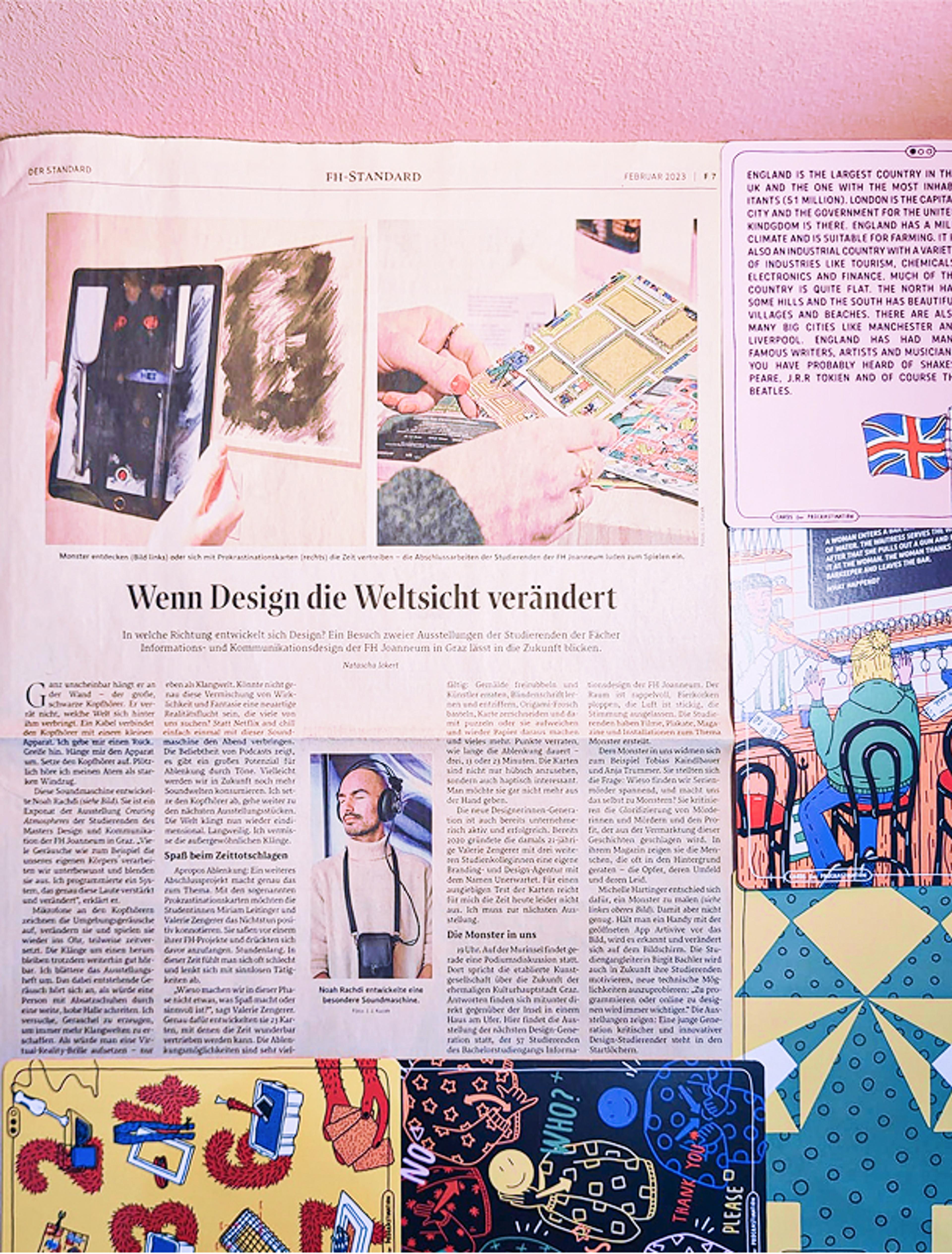 Zeitungsartikel über die Cards for Procrastination als FH Projekt