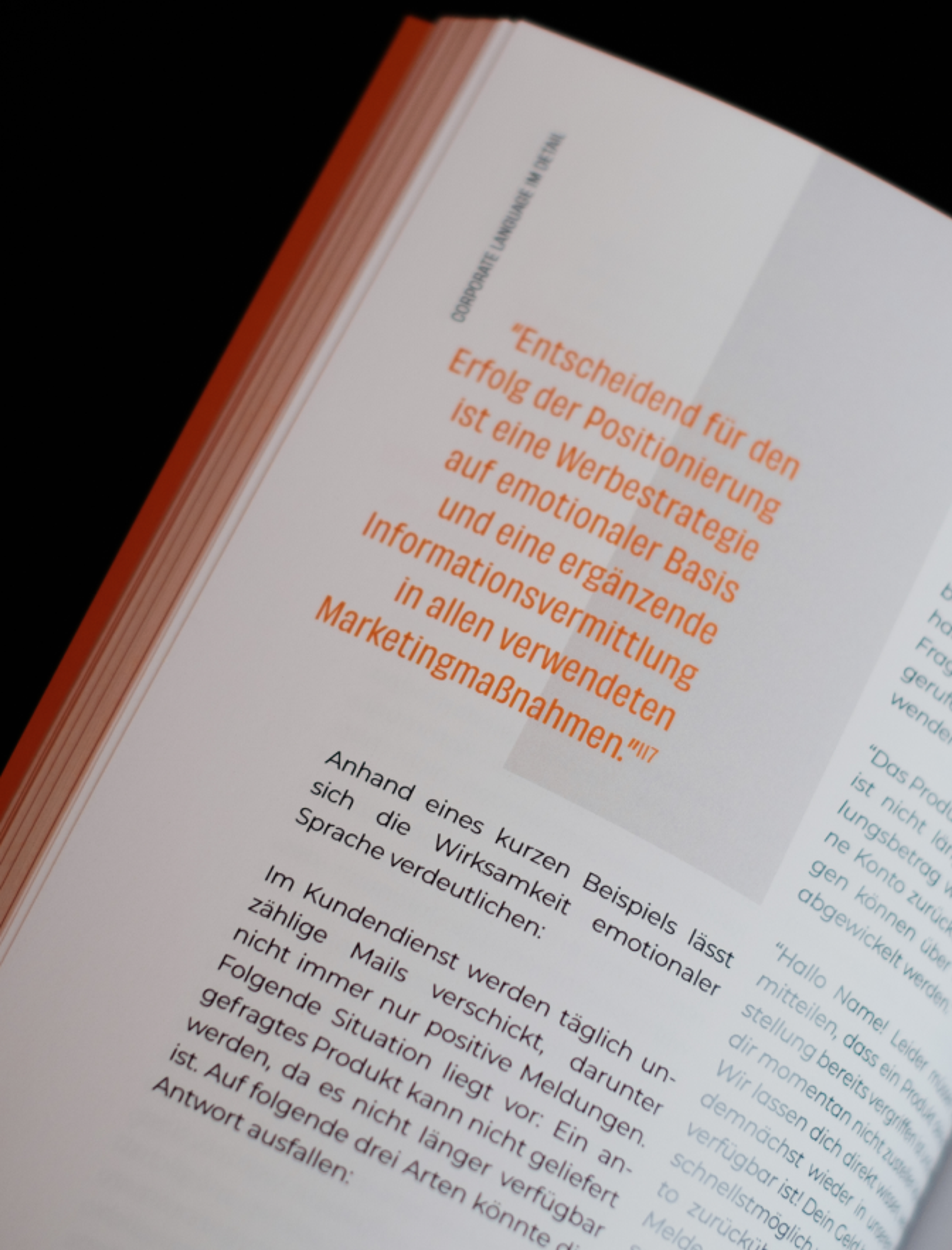 Zitat über die Bedeutung von emotionaler Sprache aus dem Corporate Language Leitfaden von Unerwartet Design.