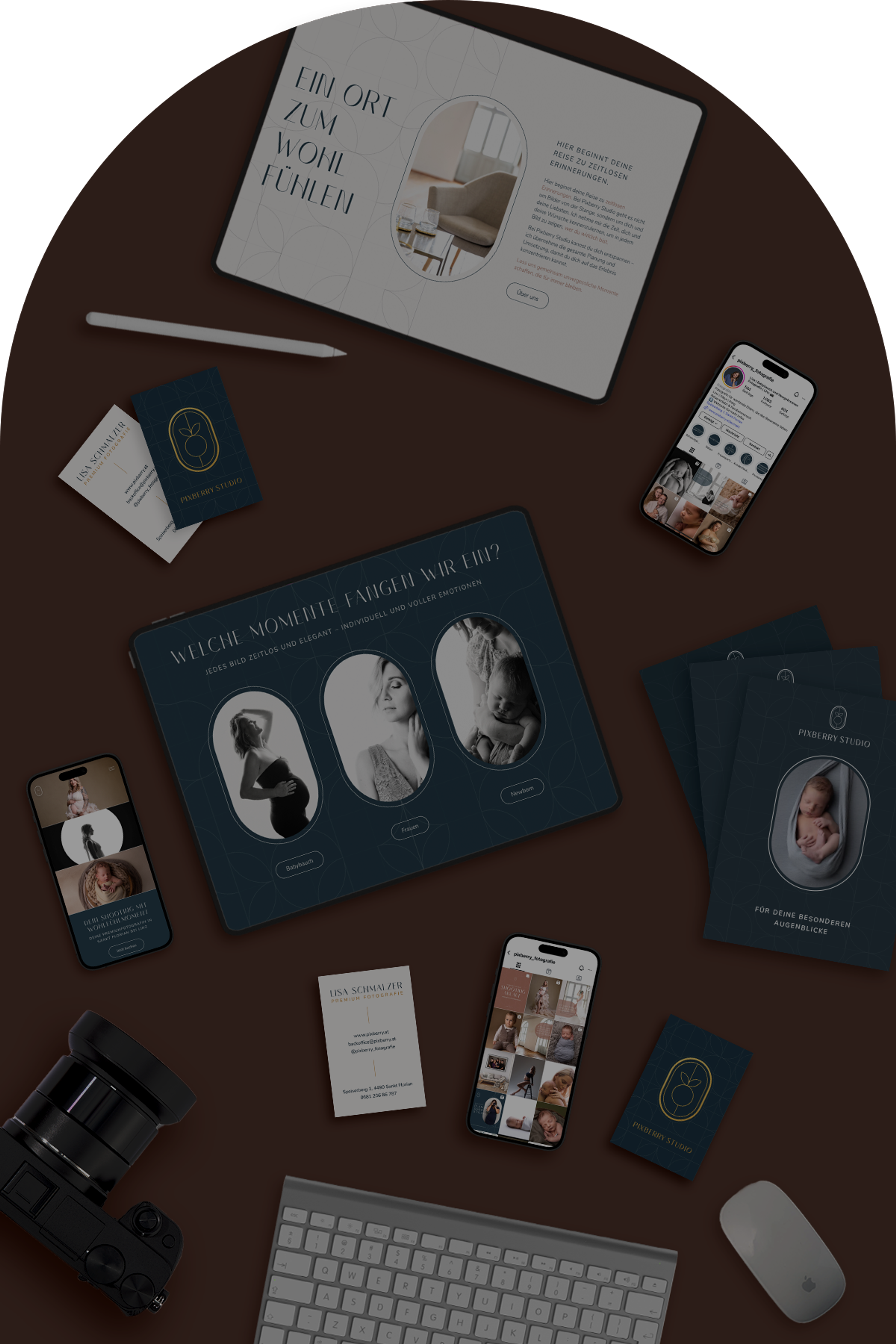 Unerwartet Branding & Design Agentur in Graz, Österreich. Logo, Branding und Webdesign für Pixberry Studio Premiumfotografie von Unerwartet Design.