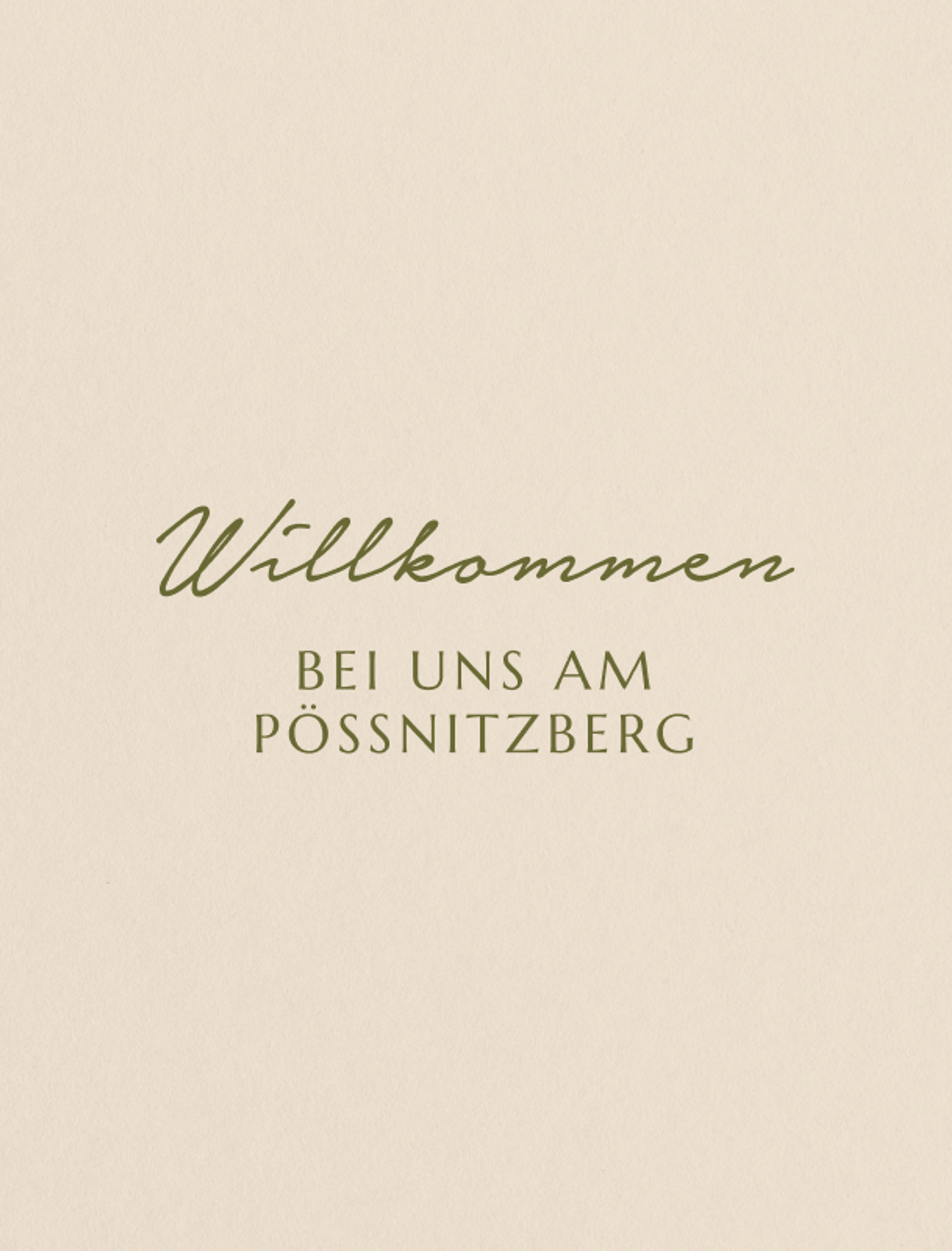 Willkommenskarte mit Logo Design für Gut Pössnitzberg, Branding und Printmedien von Unerwartet Design Steiermark