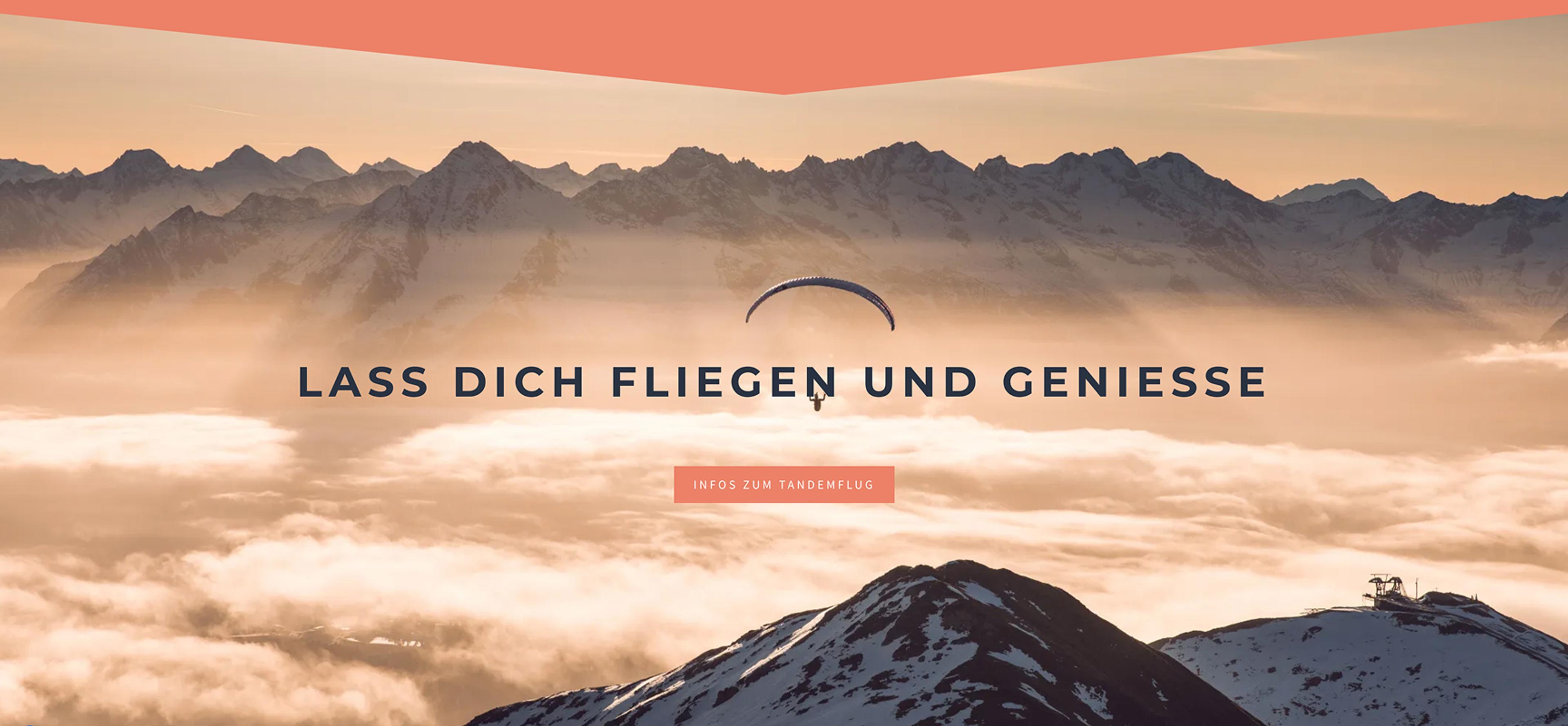 Werbung für Tandemflüge mit Gleitschirm, erstellt von Unerwartet Design für Luftikus.