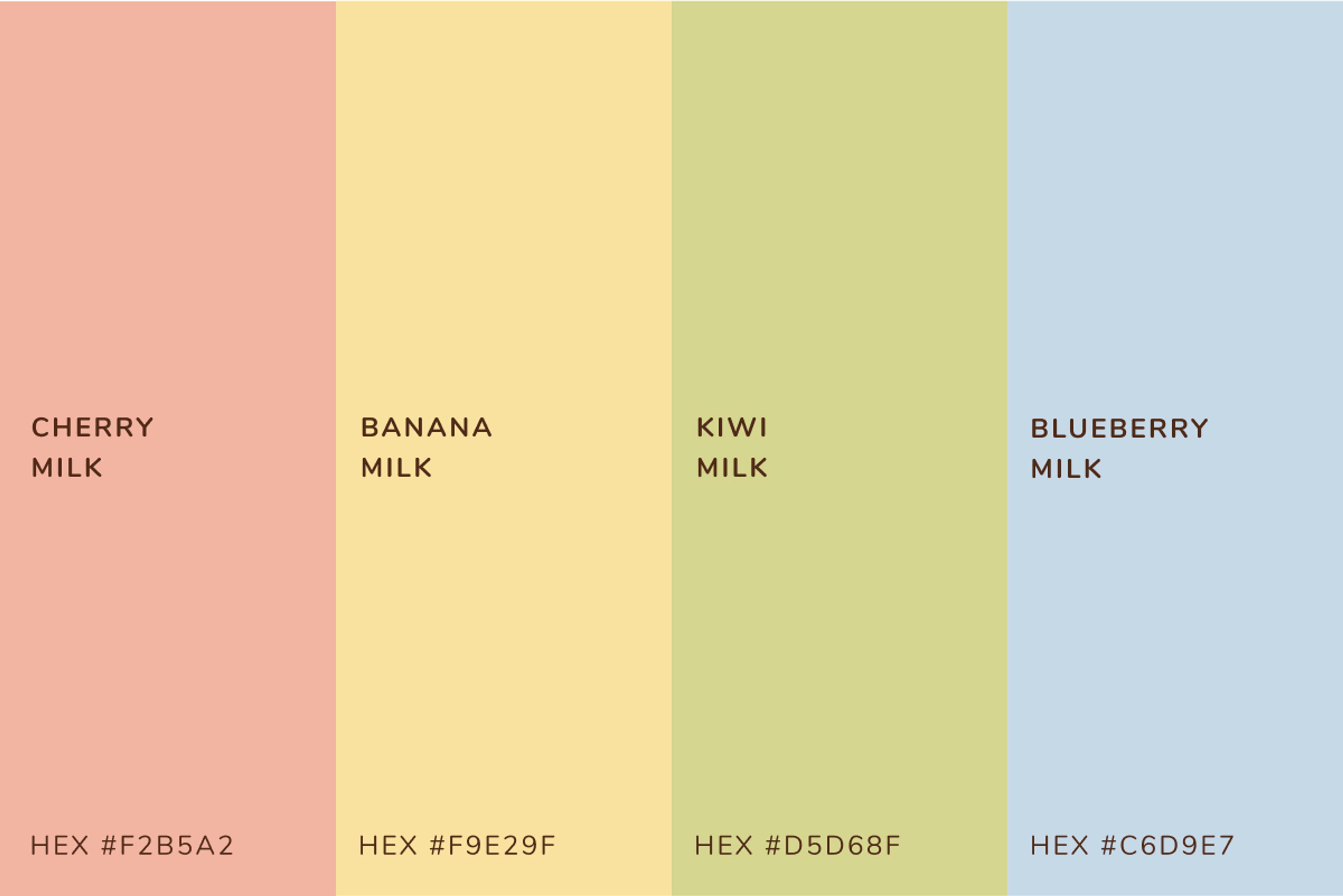 Alley Almond Farbpalette mit Rot, Gelb, Grün und Blau.