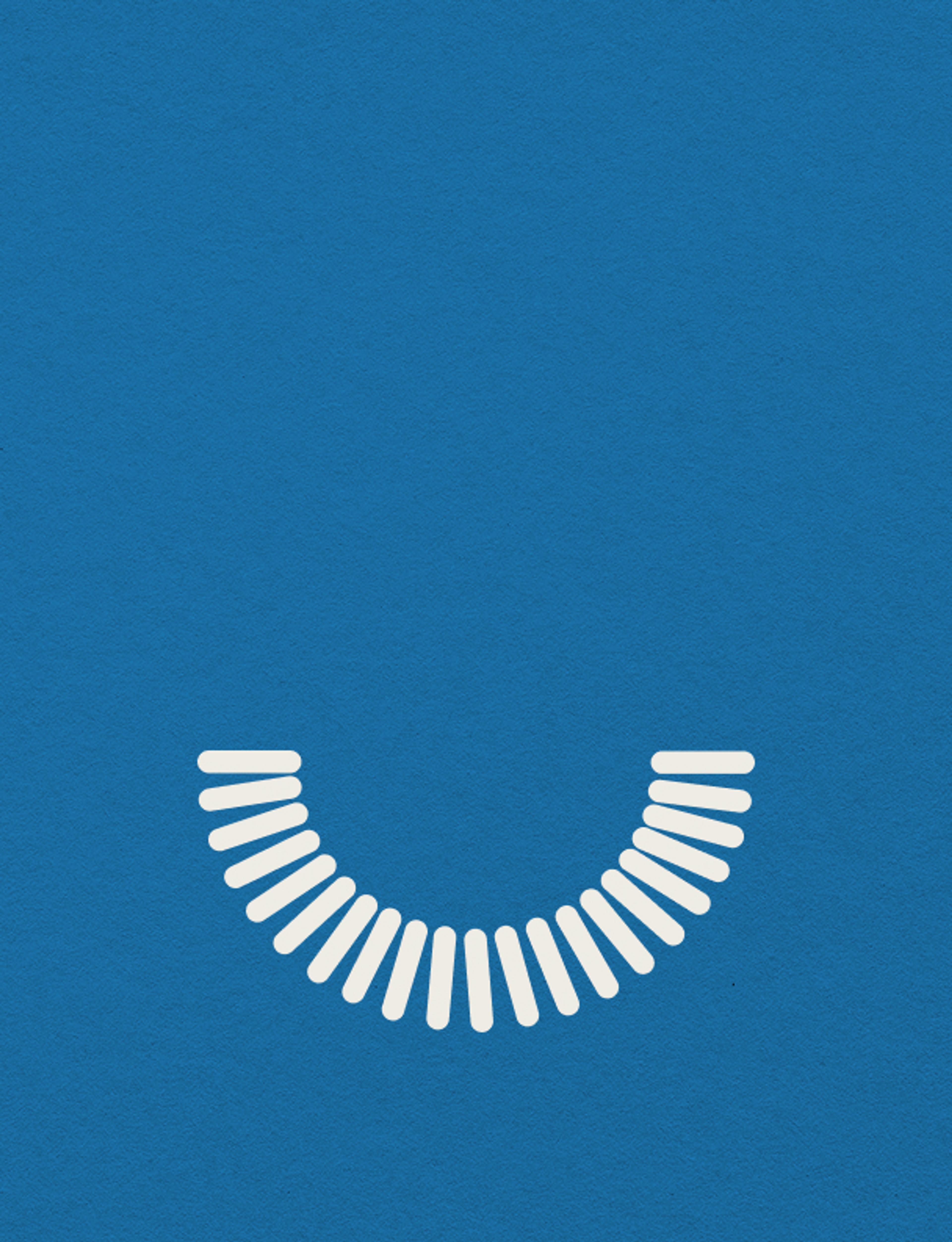 Blauer Hintergrund mit weißem, stilisiertem Lächeln-Symbol, das für den Österreichischen Zahnärztekongress Graz 2022 steht, kreiert von Unverwartet Design.