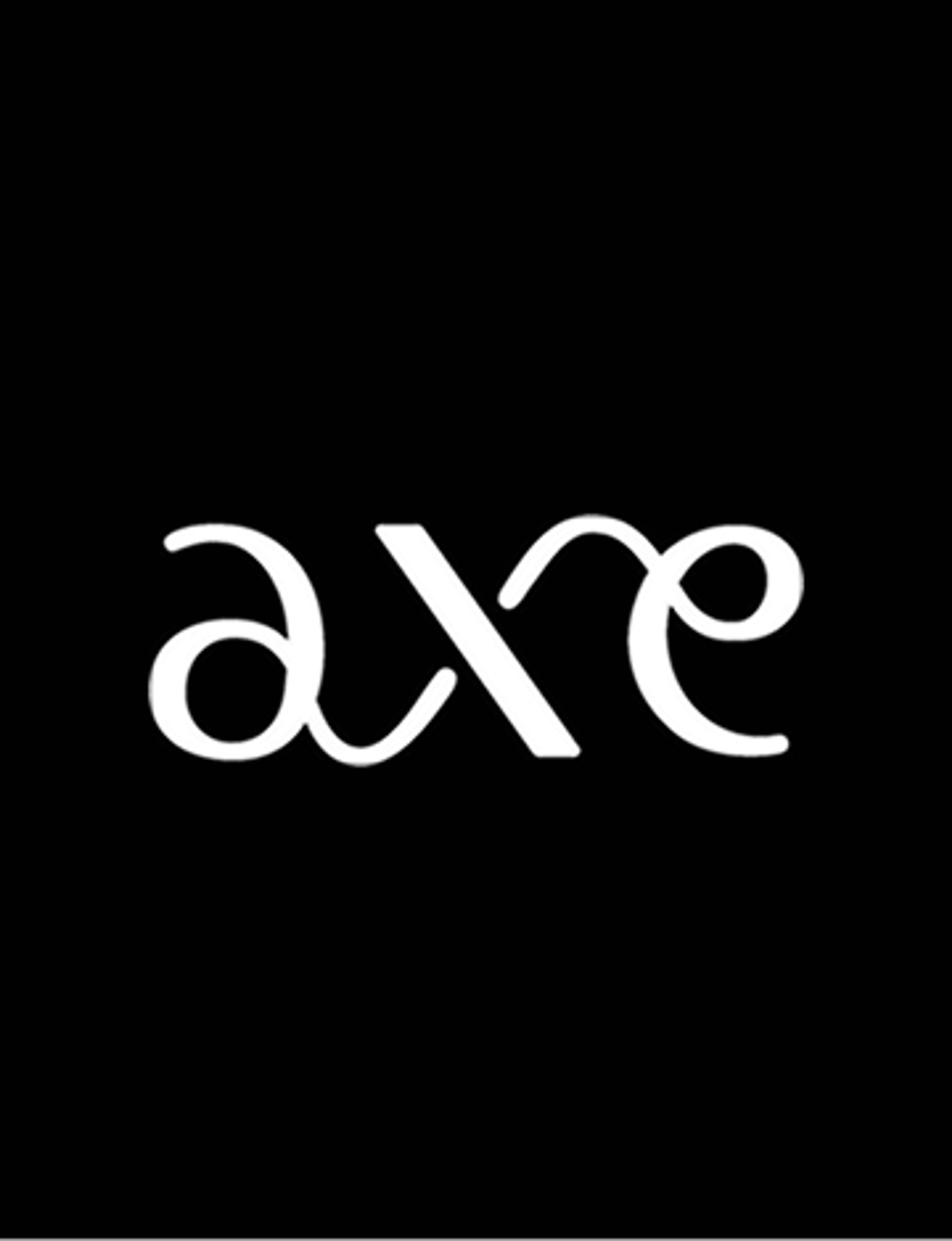 axe axe - Weißes Logo des Kunstvereins auf einem schwarzen Hintergrund.
