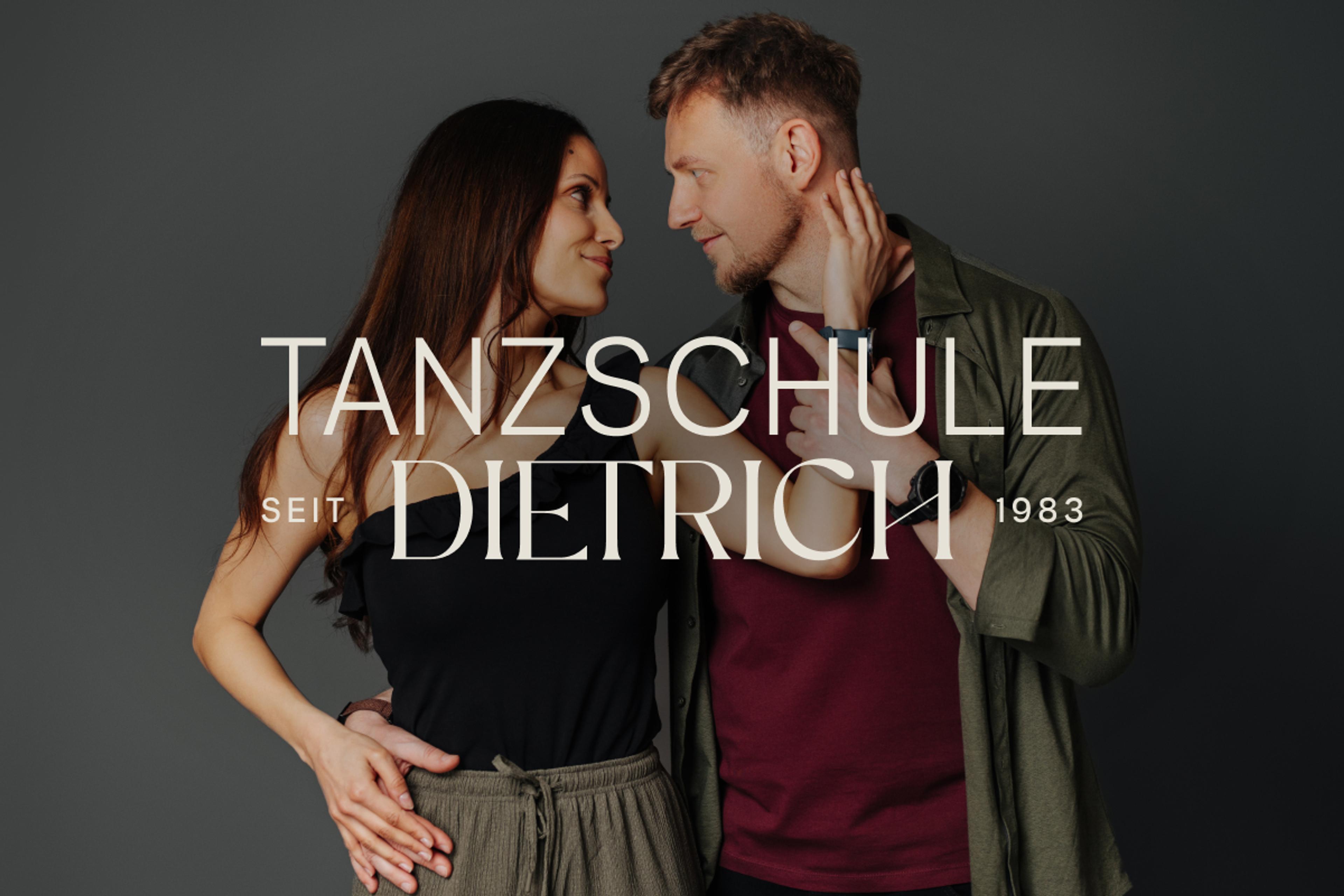Visual mit Tanzschule Dietrich Logo auf Paar-Foto
