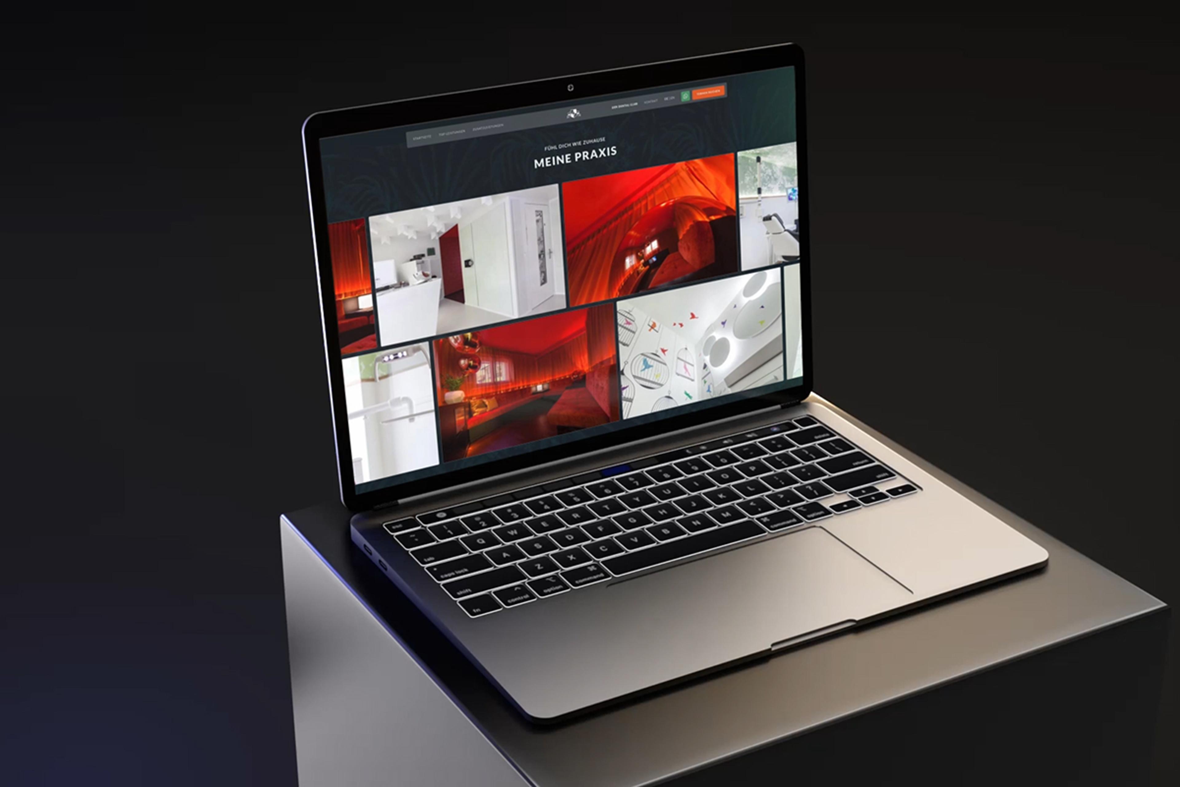 Laptop zeigt die Webseite von Dental Club, gestaltet von Unerwartet Design