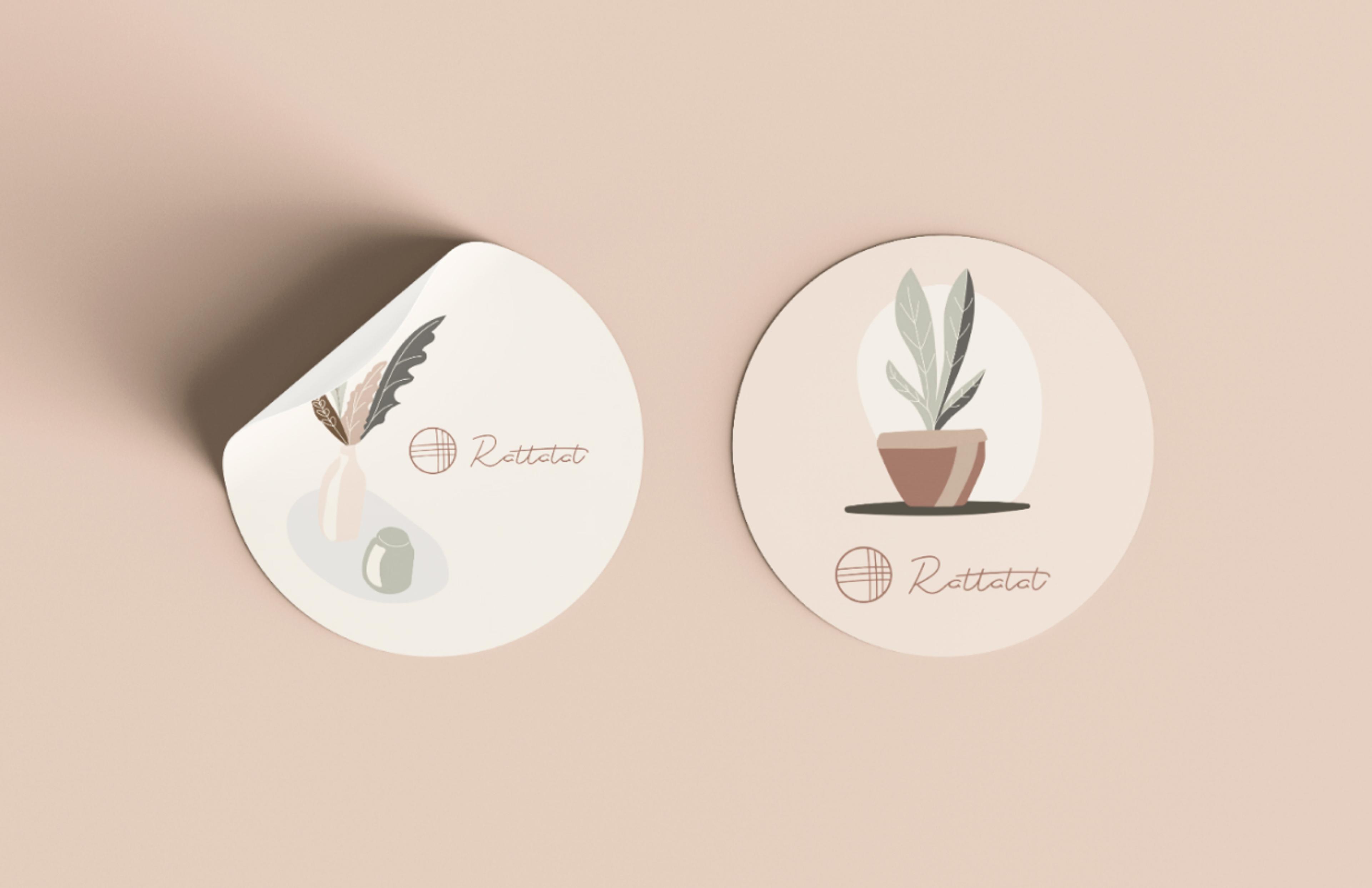 Handgezeichnete Stickermotive von Rattatat mit naturinspirierter, minimalistischer Ästhetik, gestaltet von Unerwartet Design.