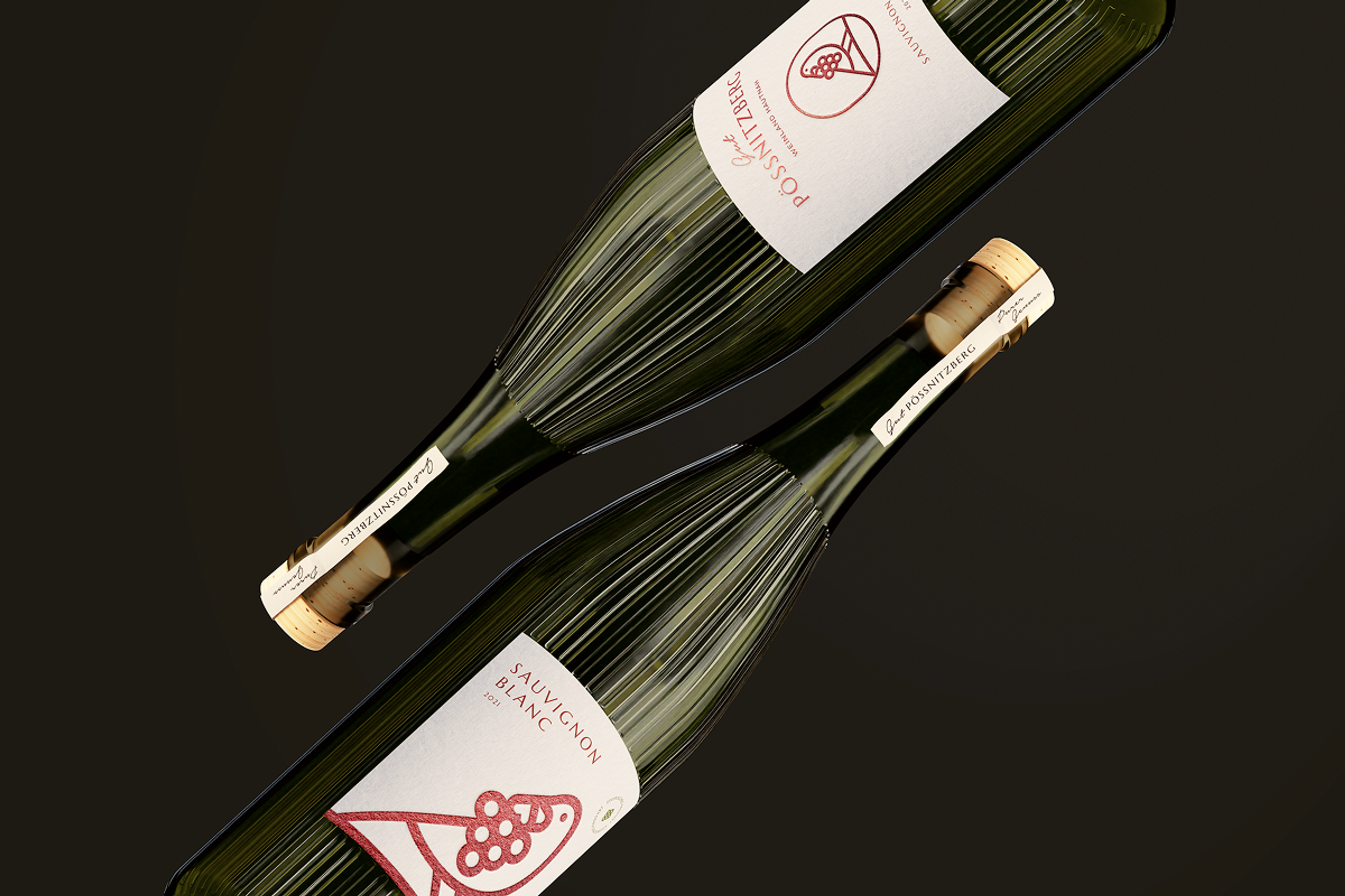 Weinetikett und Flaschen-Branding für Gut Pössnitzberg, Verpackungsdesign und Logo Design von Unerwartet Design Steiermark