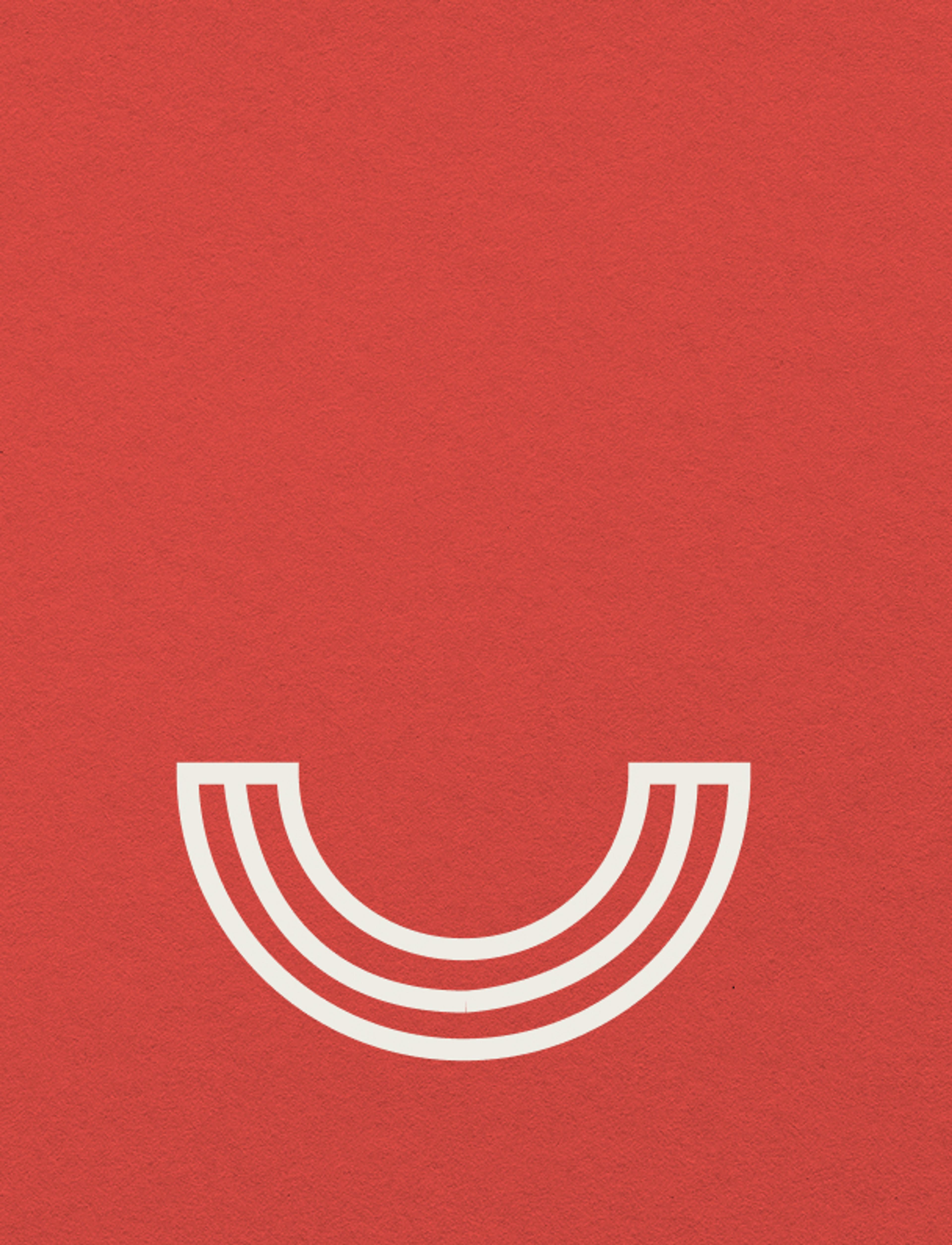 Roter Hintergrund mit dreifach geschwungenem, weißem Lächeln-Logo des Österreichischen Zahnärztekongresses Graz 2022, ein Design von Unverwartet Design.