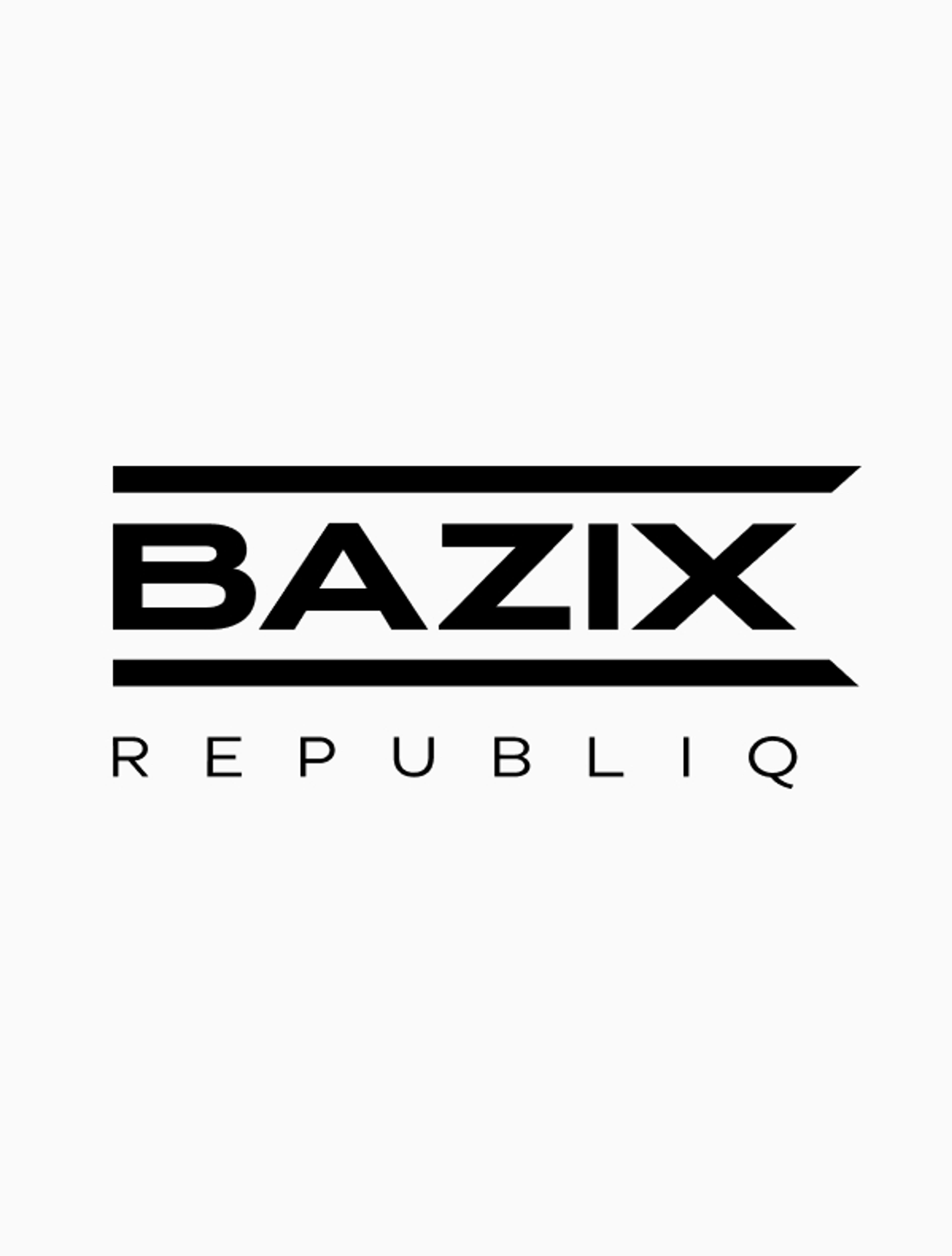 Logo-Design für Bazix Republic, entwickelt von Unerwartet Design, mit kraftvoller, genderneutraler Typografie für eine zeitlose Markenidentität.