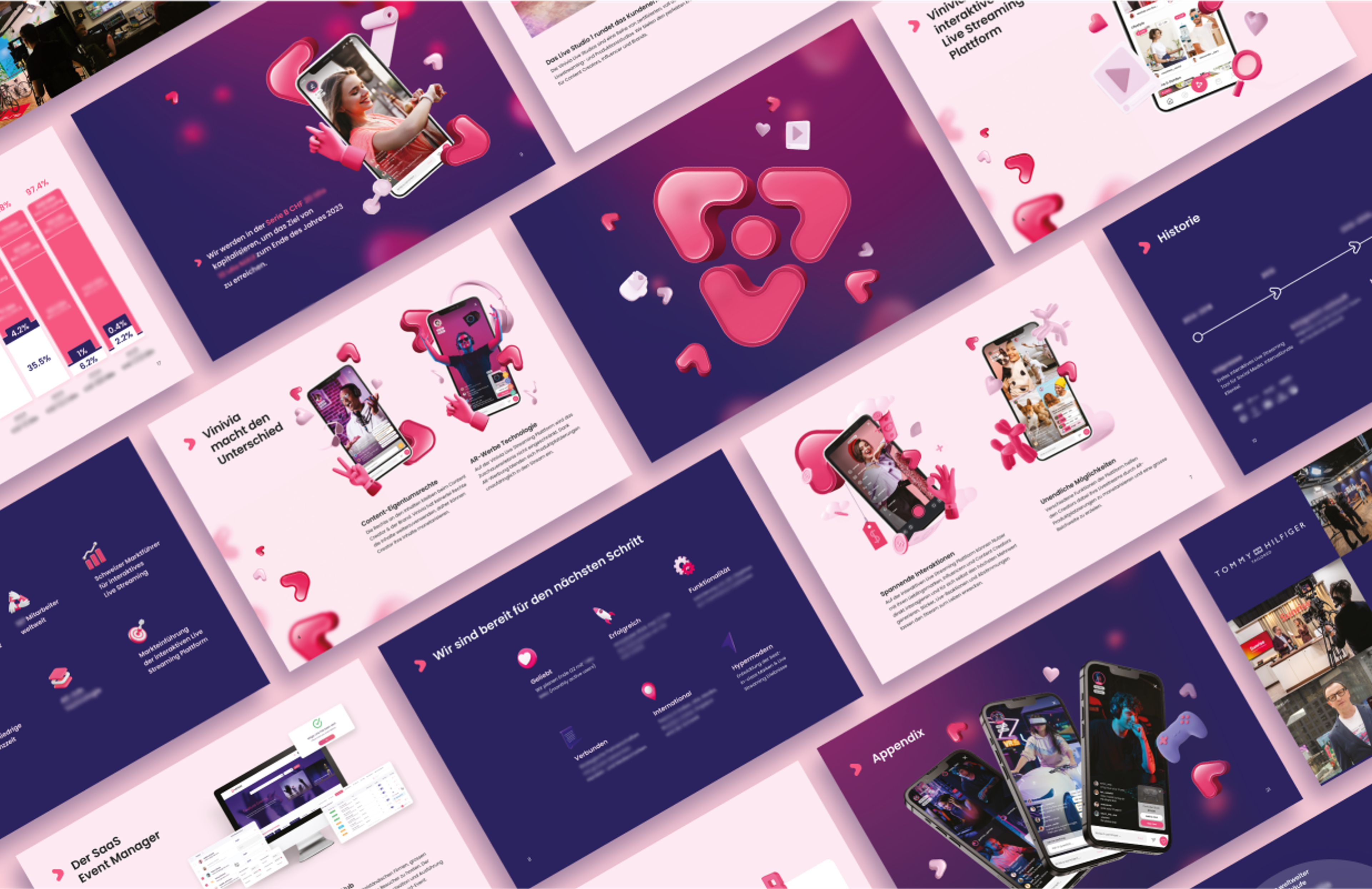 Finale Übersicht des Vinivia Pitch Decks mit kreativen Designs und modernen Elementen – gestaltet von Unerwartet Design – Unerwartet Design