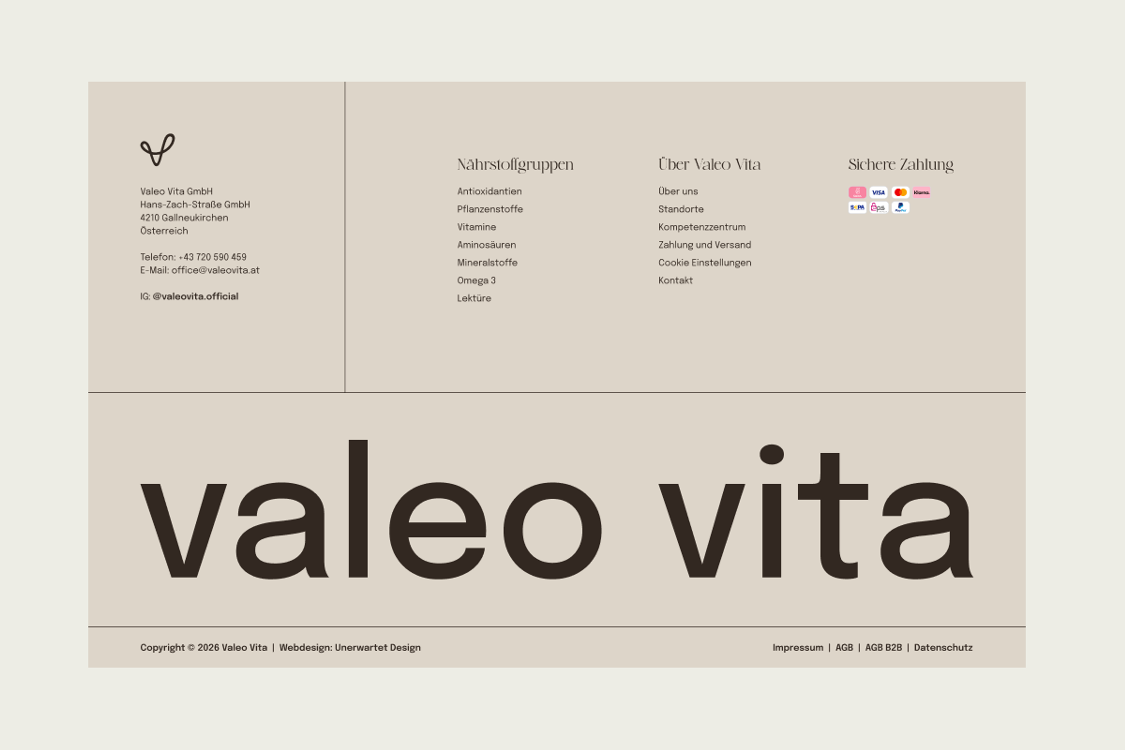 Footer UI Design von Valeo Vita