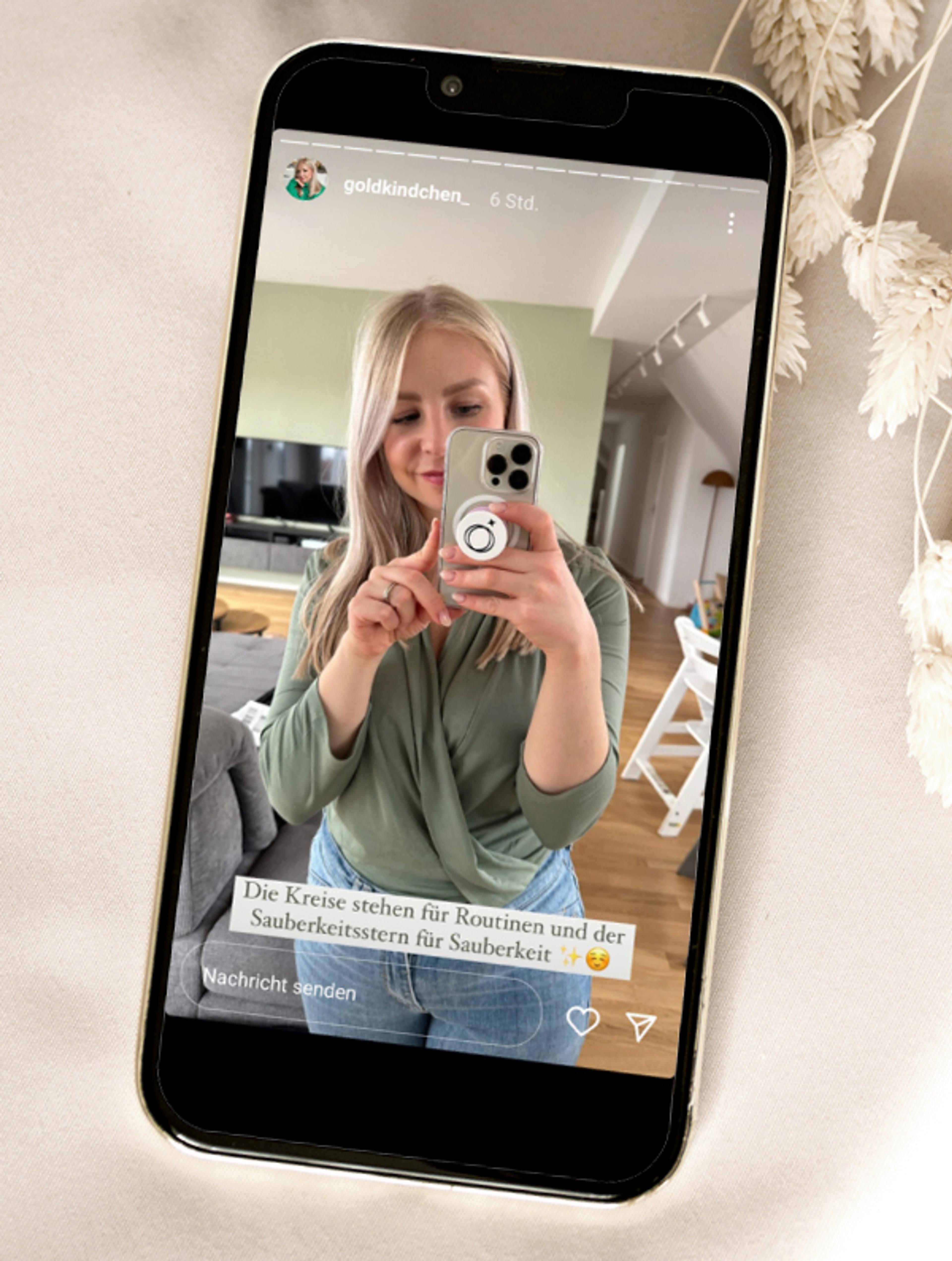 Das neue Goldkindchen Symbol: Zwei Kreise für Routine und Struktur, ergänzt durch einen Stern für Perfektion und Klarheit. Ein starkes Branding-Element, das Wiedererkennung schafft.