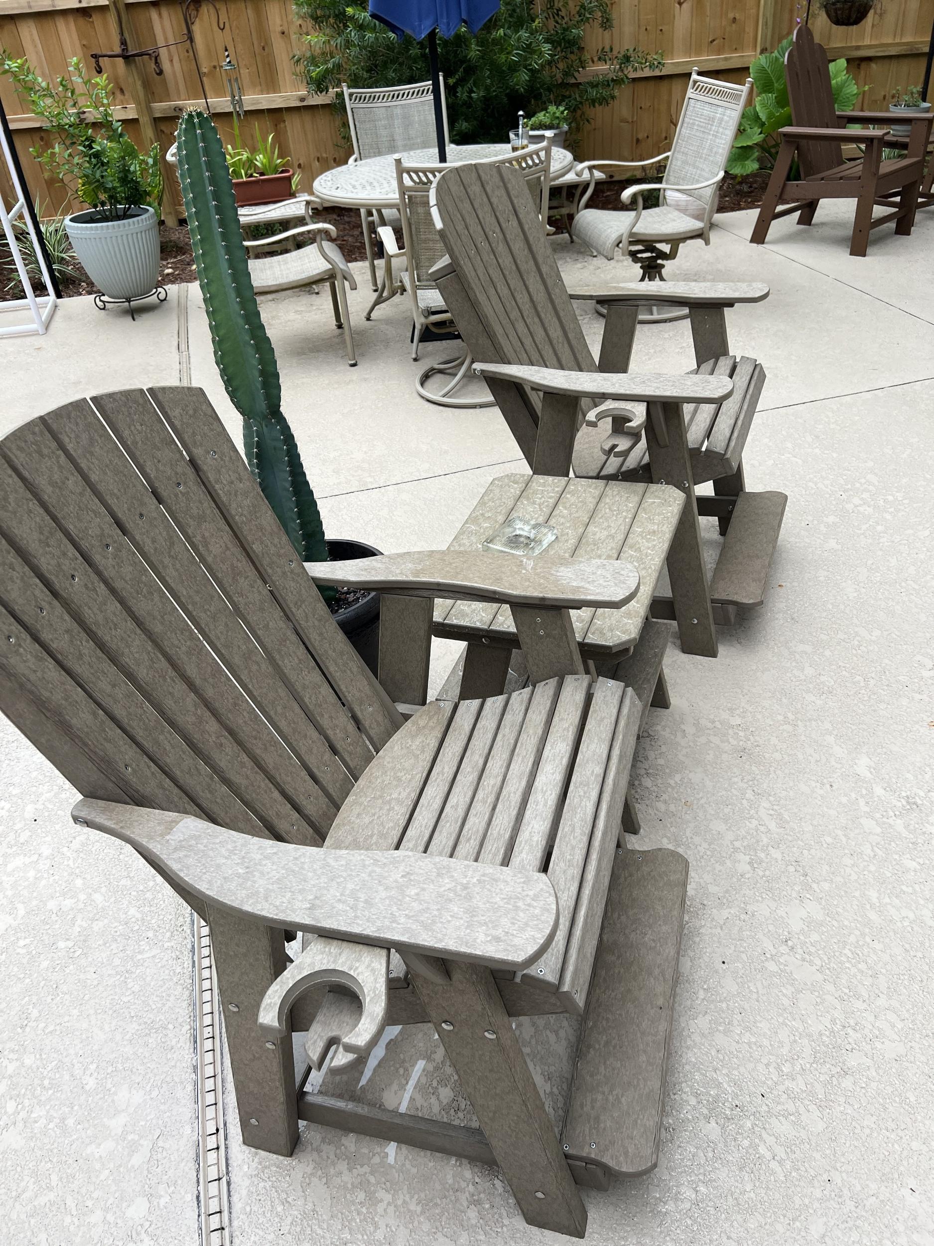 LCC-119 Heritage High Adirondack Chairs with LCC-120 End Table and LCC-CUP Cupholder