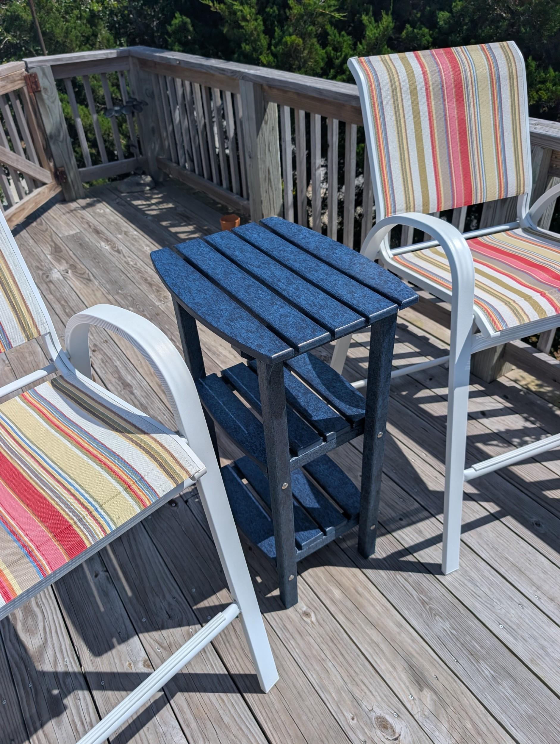 LCC-221 Patriot Blue Outdoor Side Table close-up on deck