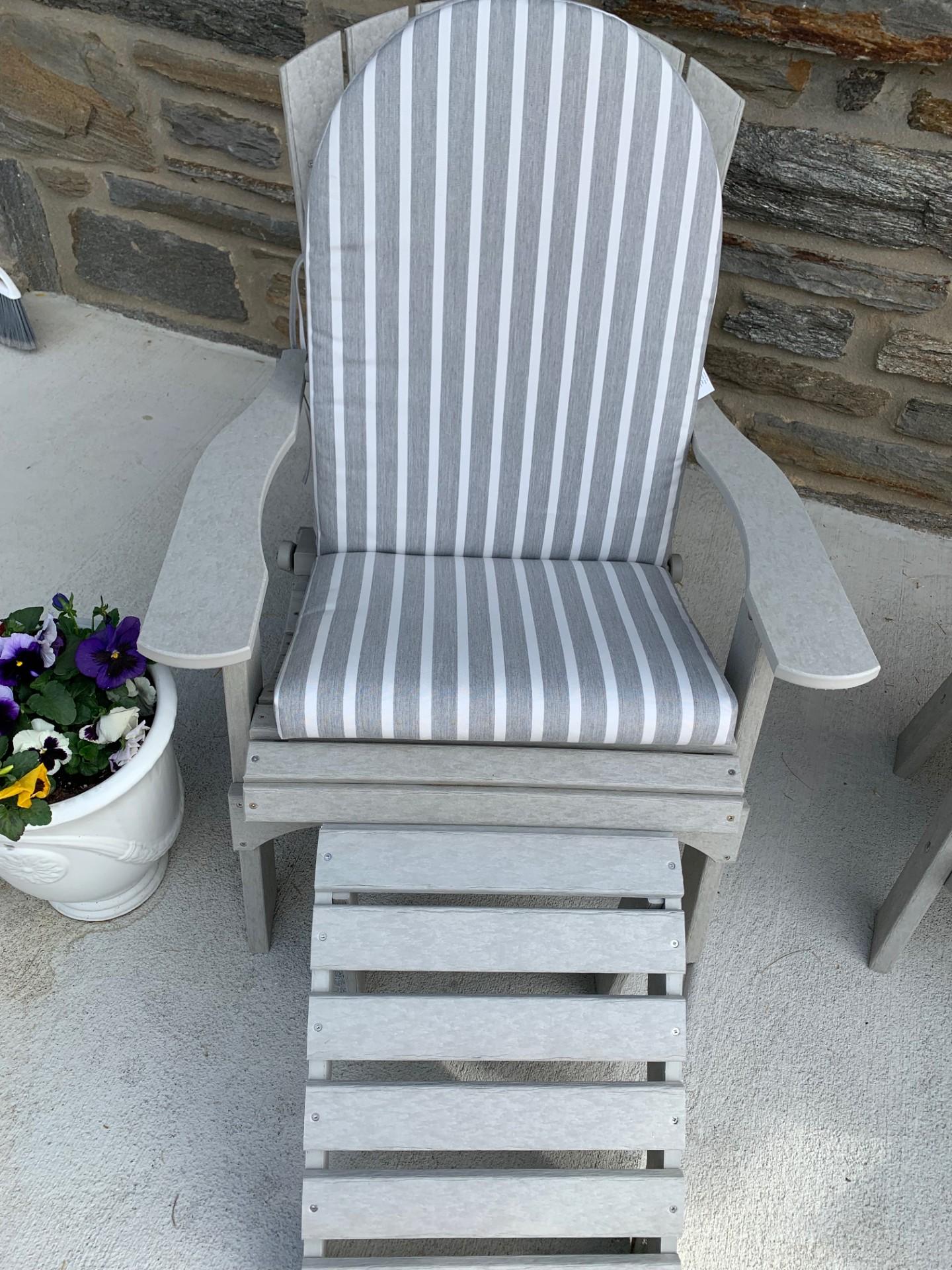 LCC-107 Adirondack Chair in light gray with cushion and LCC-216 Footrest