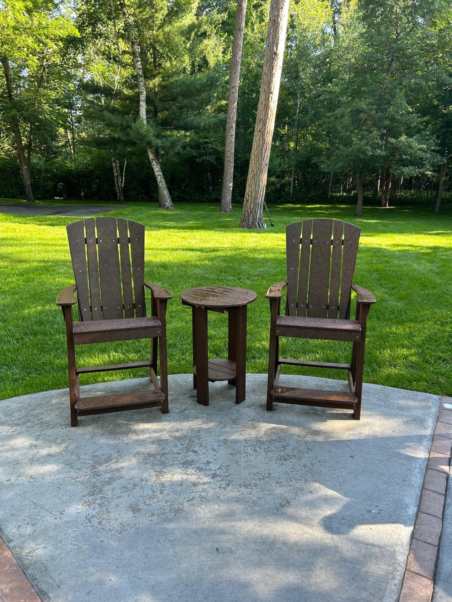 LCC-150 Heritage Balcony Chairs with LCC-152 Side Table, front view on patio